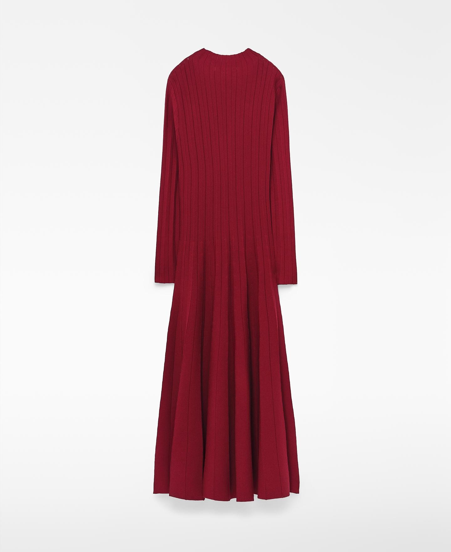 Vestido Midi de Manga Comprida com Gola Perkins Vermelho-6