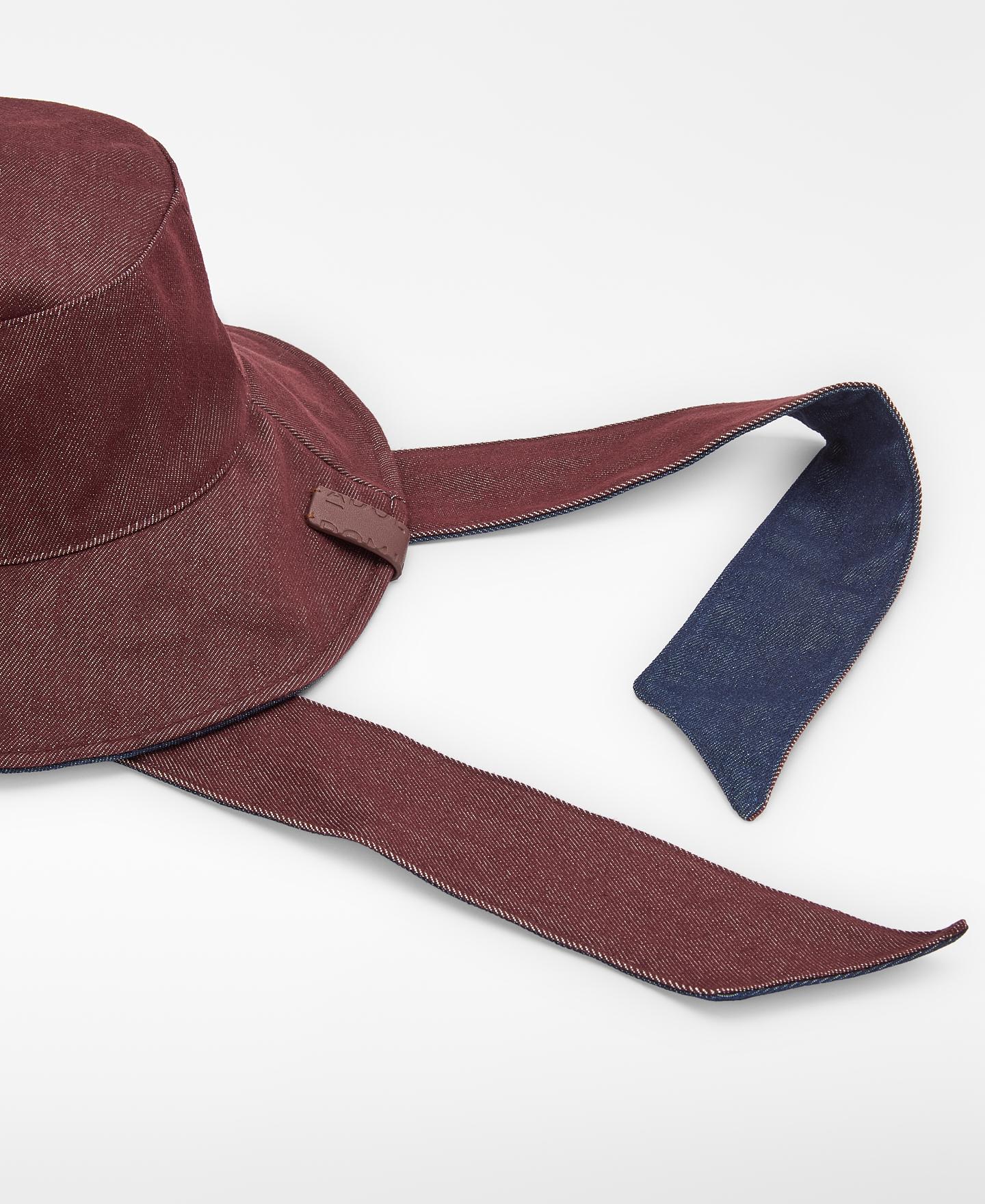 Chapéu Tipo Bucket em Denim Vermelho-2