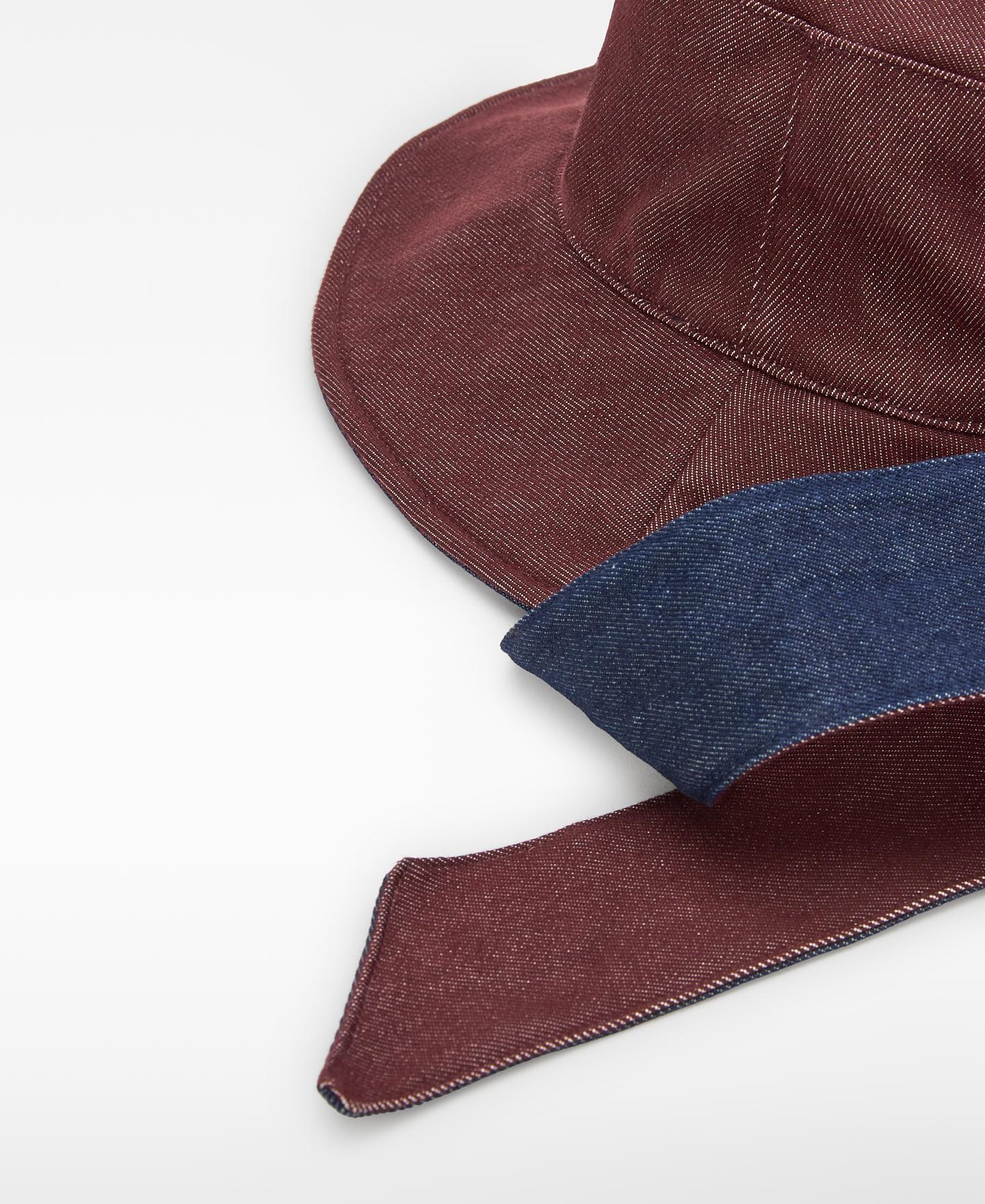 Chapéu Tipo Bucket em Denim Vermelho-3