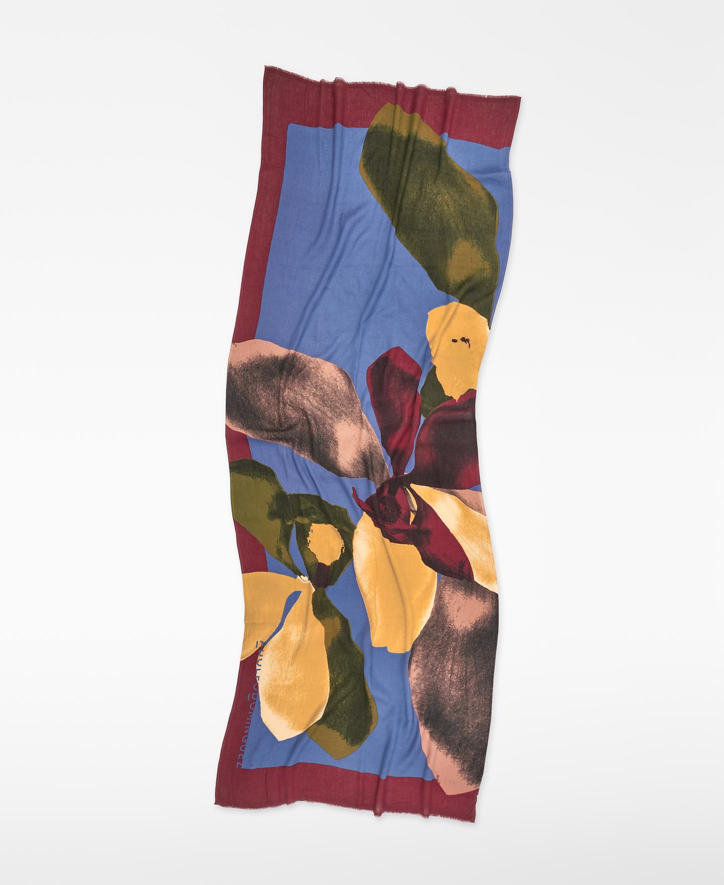 Xaile com Estampado de Magnólias e Logo Estampado Multicolor-2