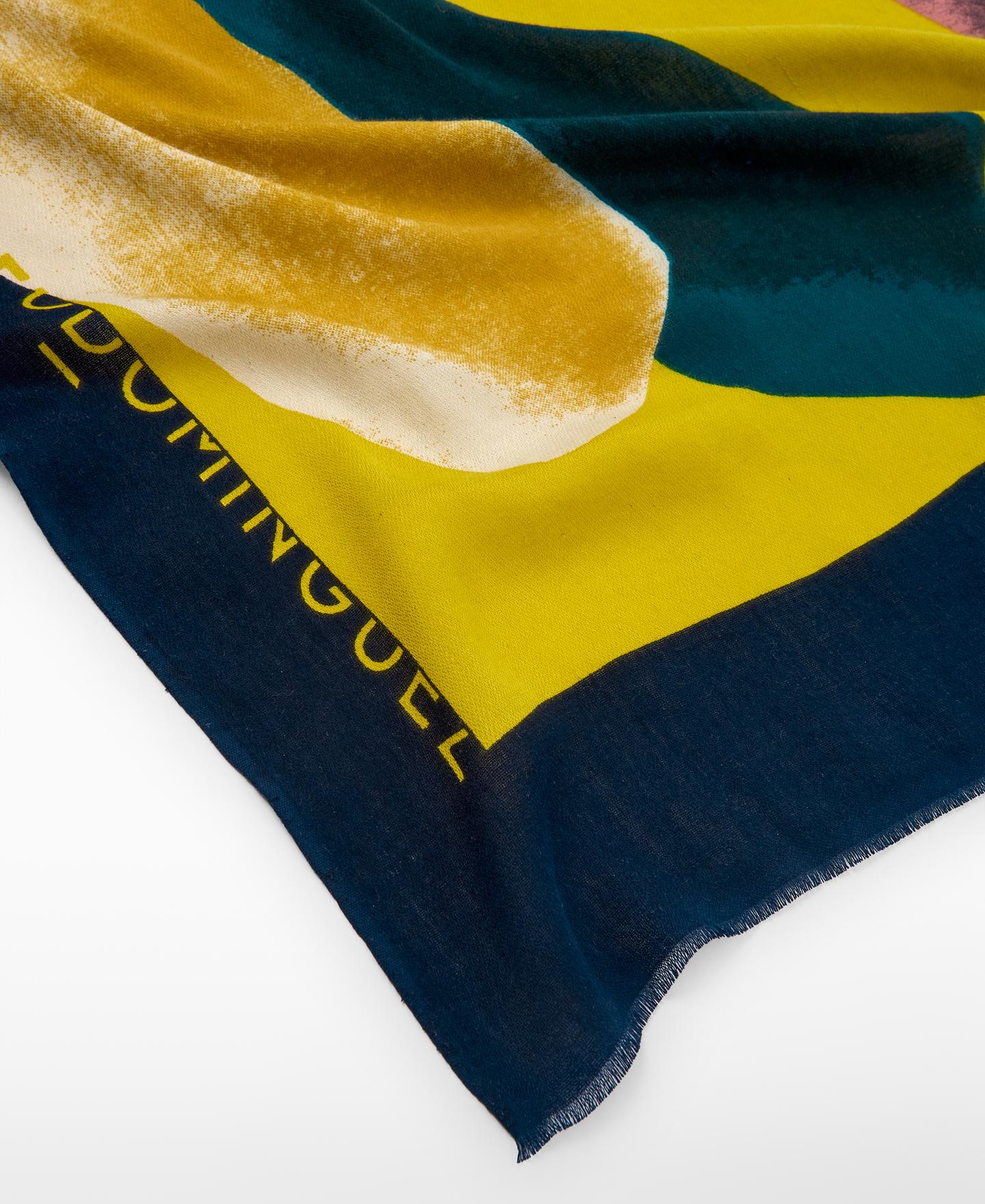 Xaile com Estampado de Magnólias Amarelo-3
