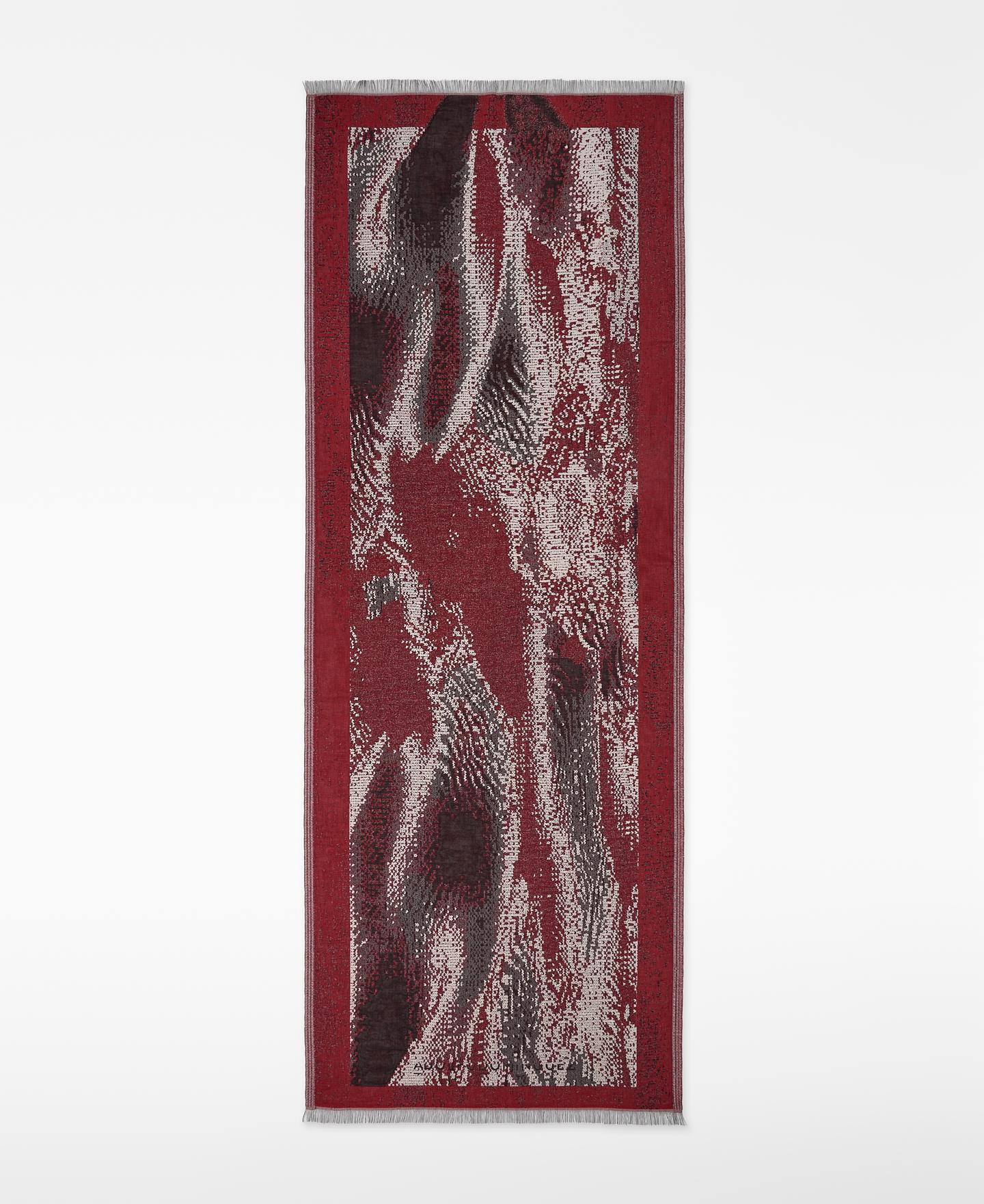 Écharpe Tipo Xaile Estampada em Jacquard de Algodão Vermelho-1