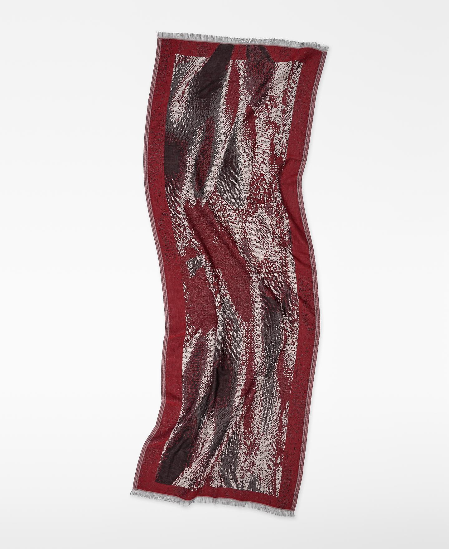 Écharpe Tipo Xaile Estampada em Jacquard de Algodão Vermelho-2