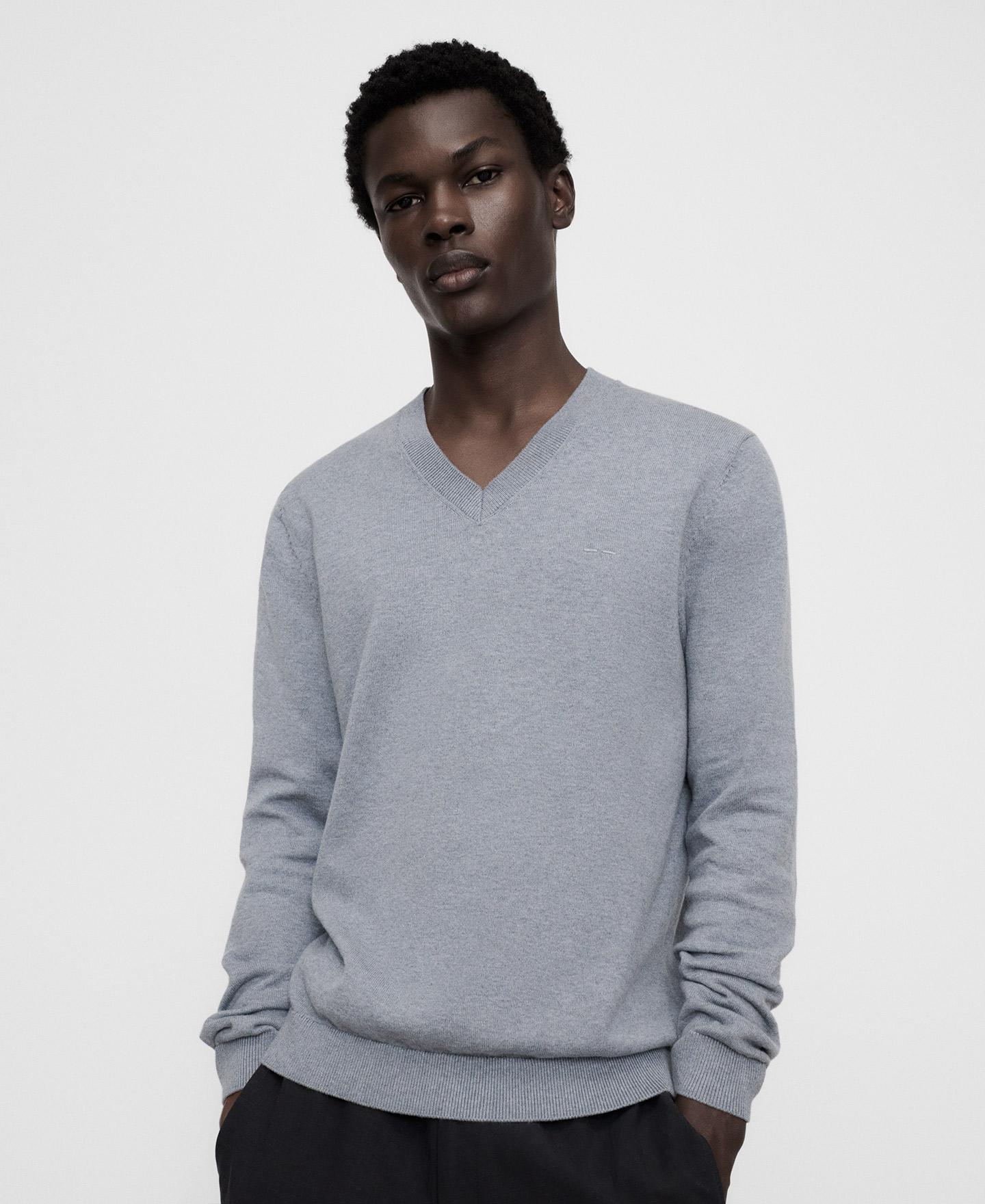 Imagem 0 de Camisola Regular Fit com Gola em V em Lã e Algodão