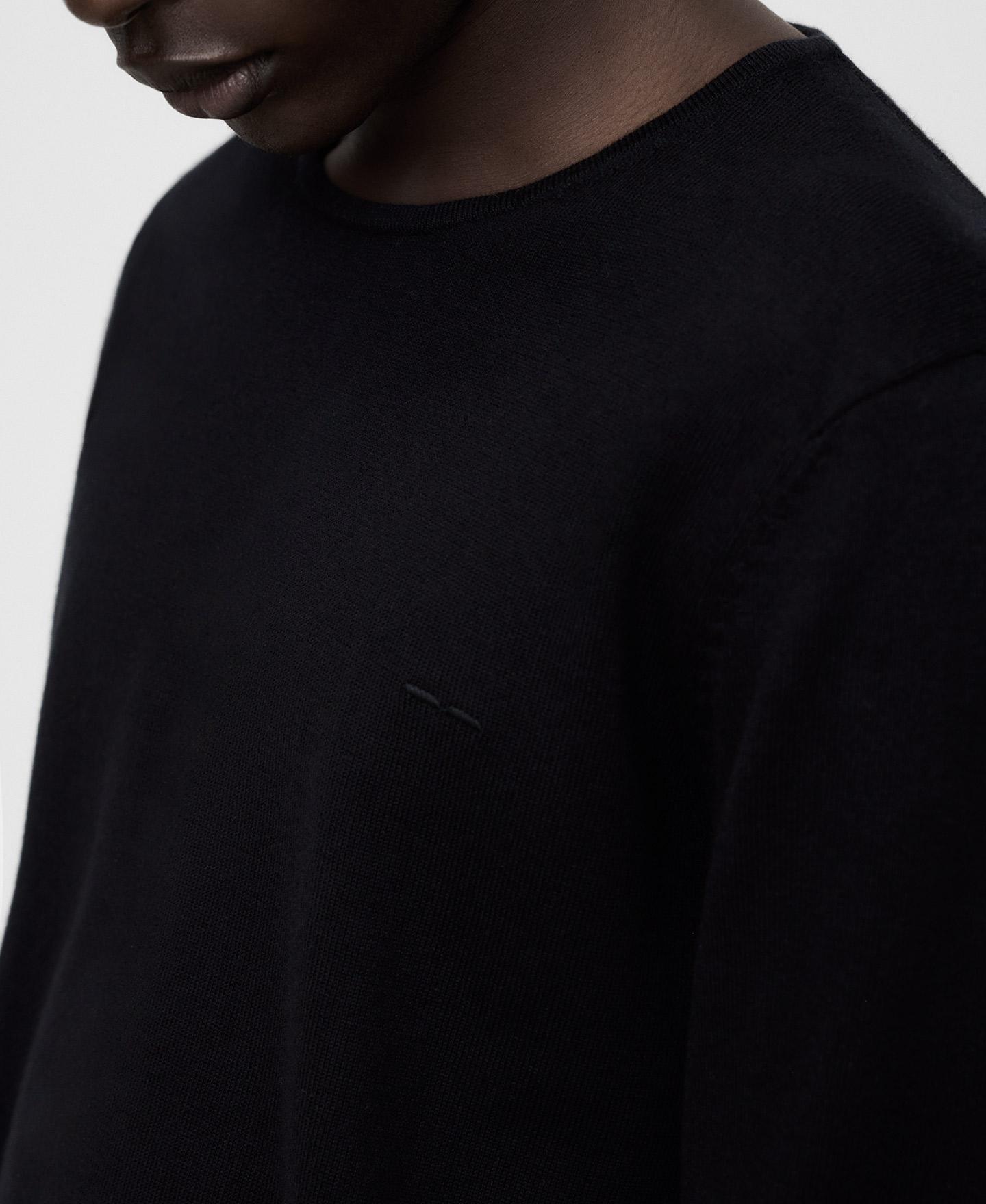 Camisola Regular Fit com Gola Redonda em Lã e Algodão Preto-4