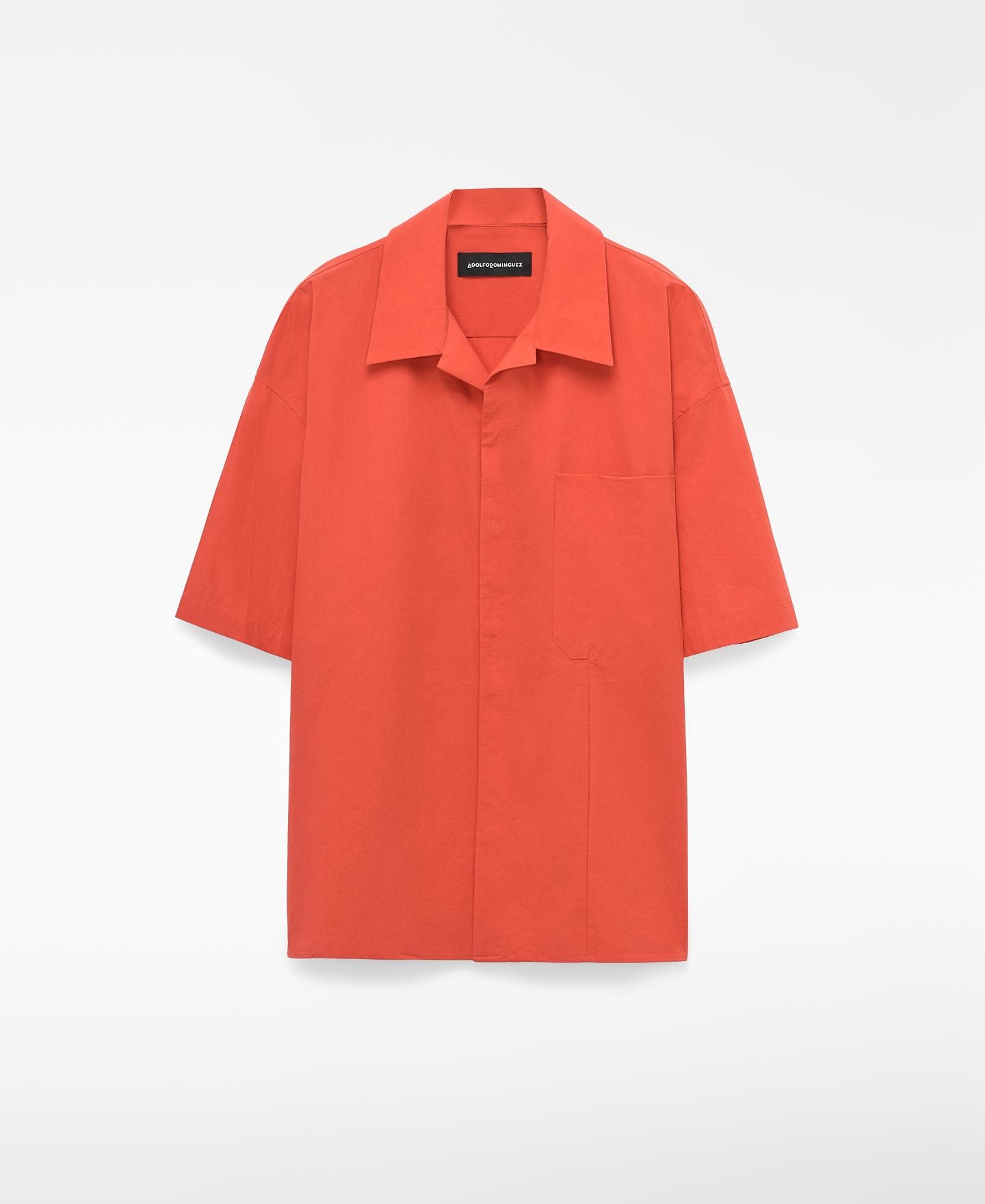 Camisa Oversize com Gola Bowling e Botões Frontais Vermelho-5