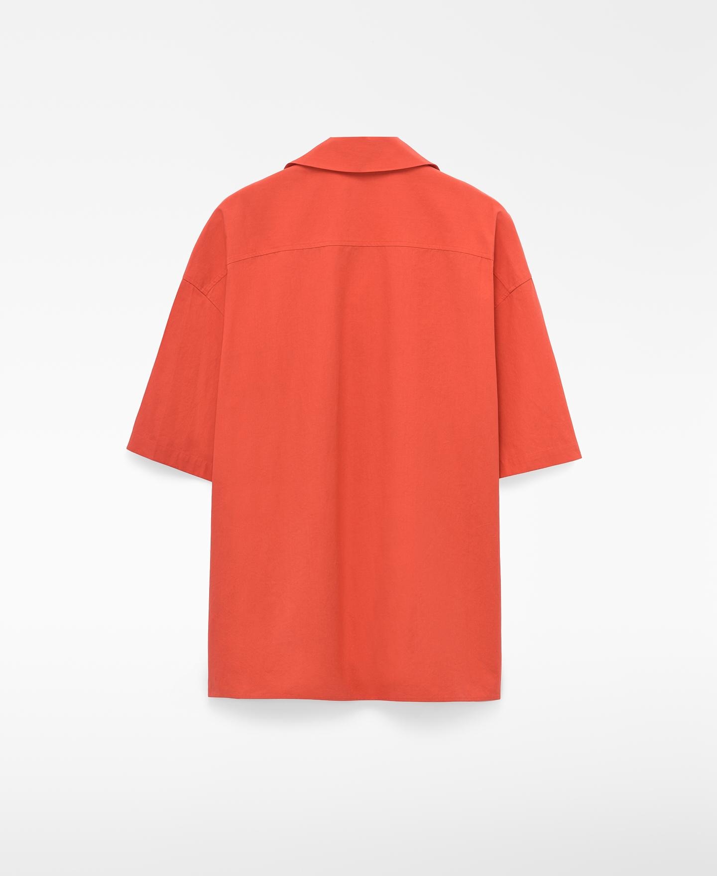 Camisa Oversize com Gola Bowling e Botões Frontais Vermelho-6