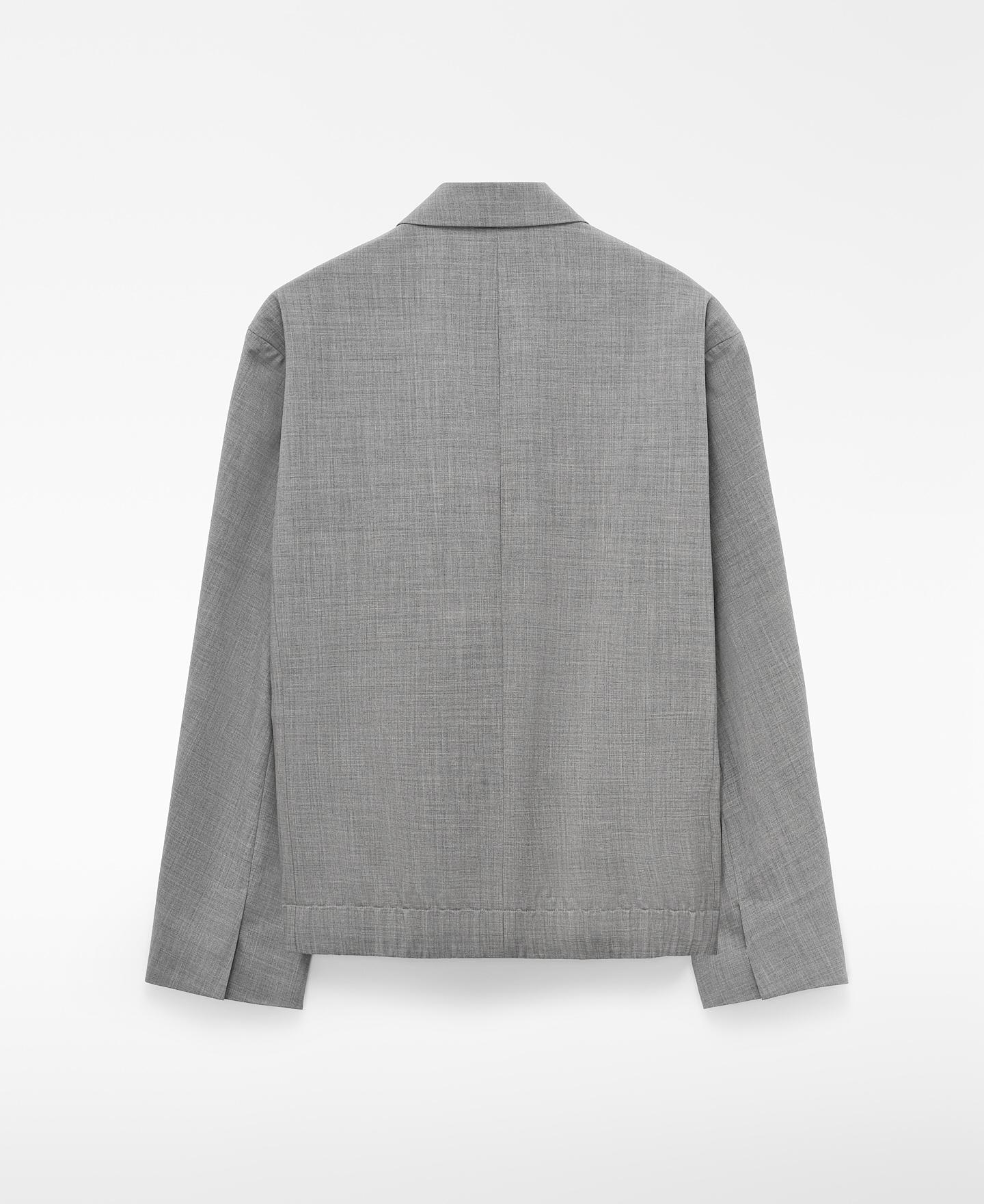 Blazer Boxy Fit Estruturada com Parte Frontal Cruzada Cinzento-6