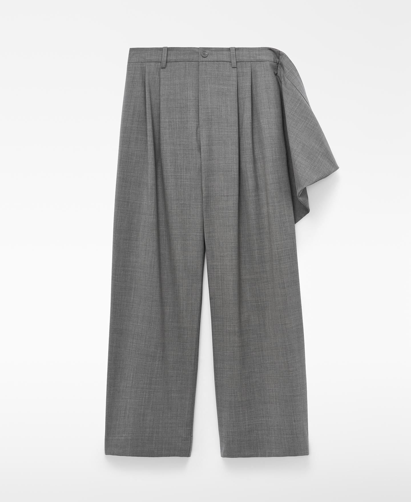 Calças Oversize com Cós Descaído Cinzento-5