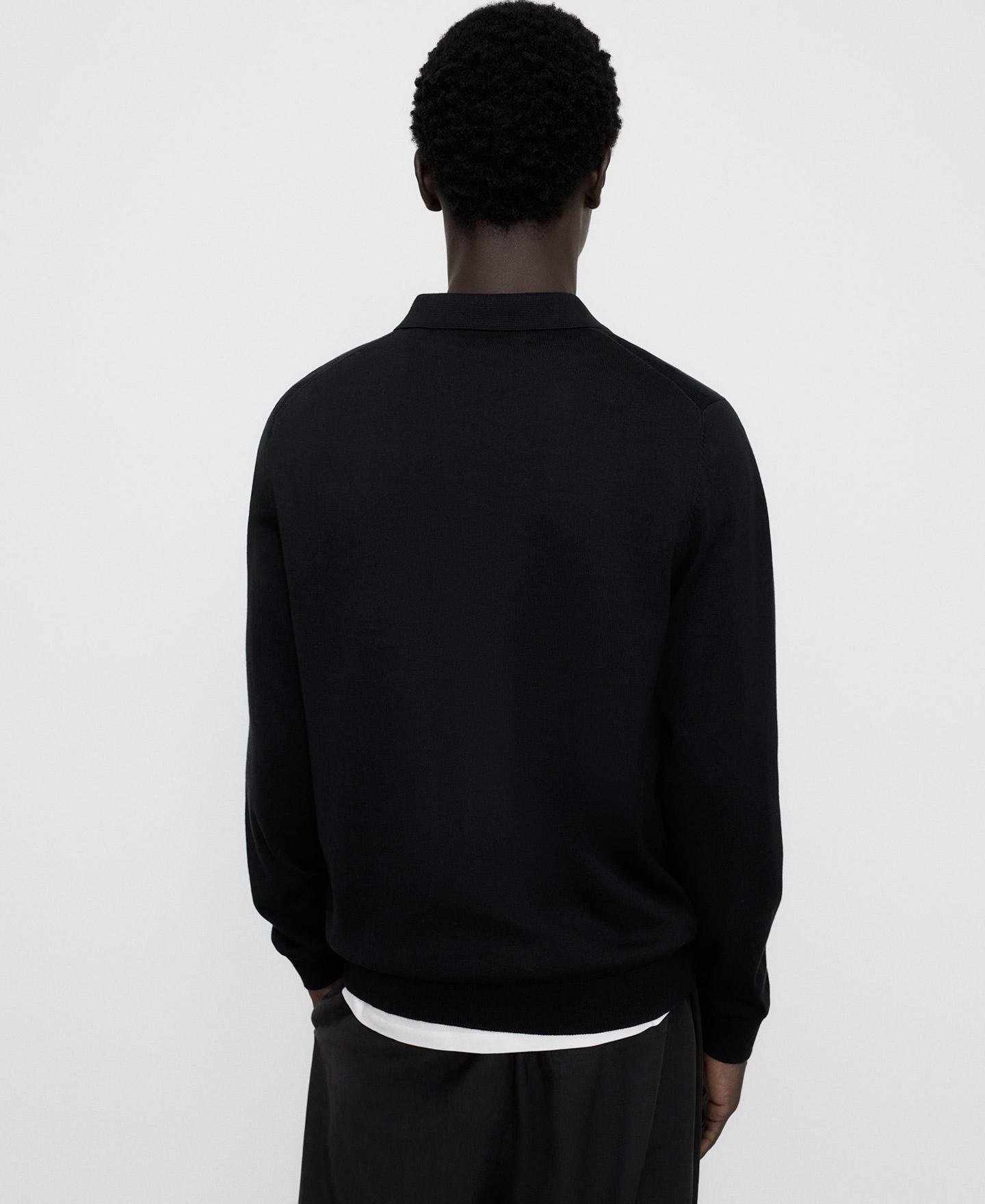 Polo de Manga Comprida em Algodão Orgânico Preto-3