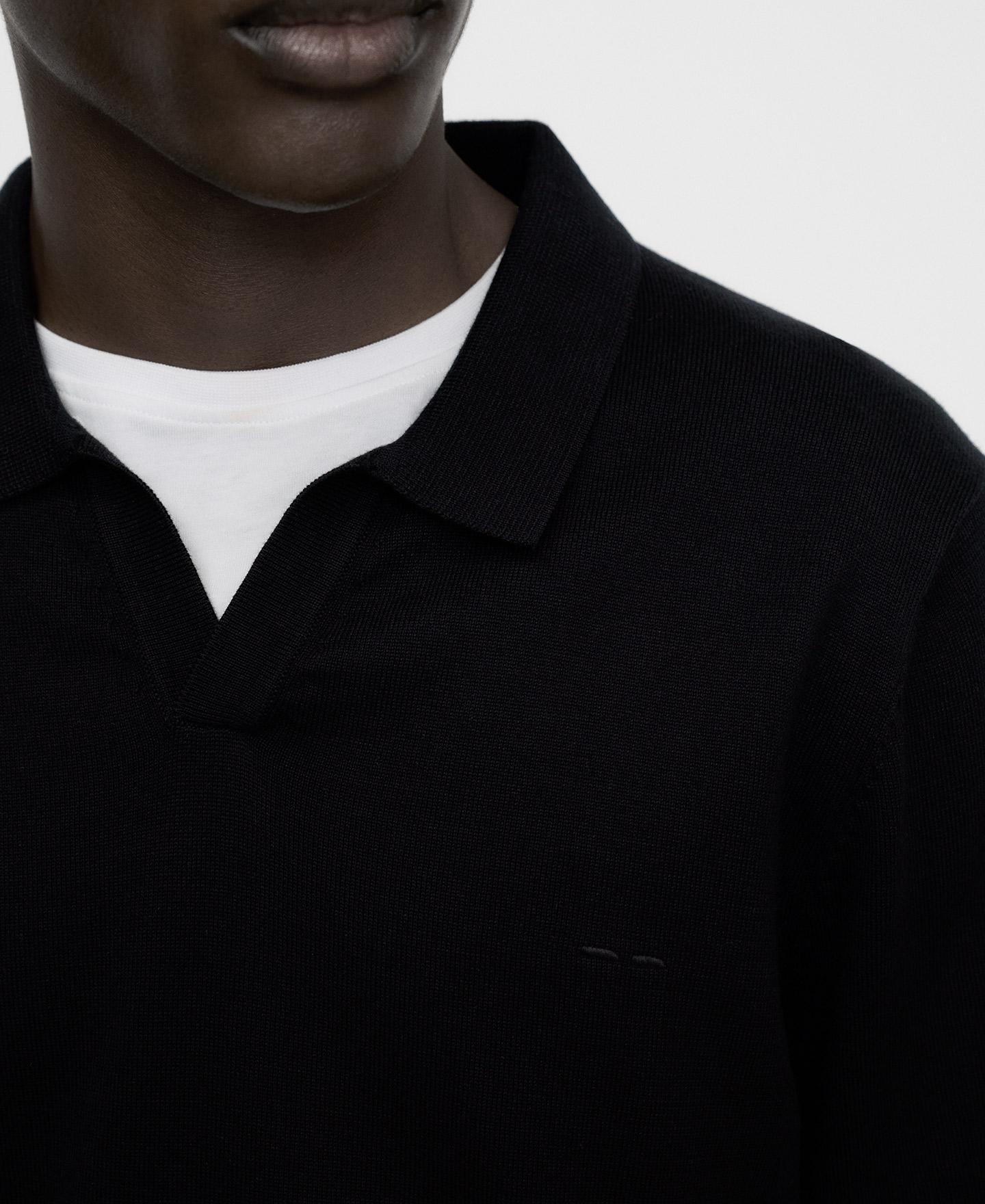 Polo de Manga Comprida em Algodão Orgânico Preto-4