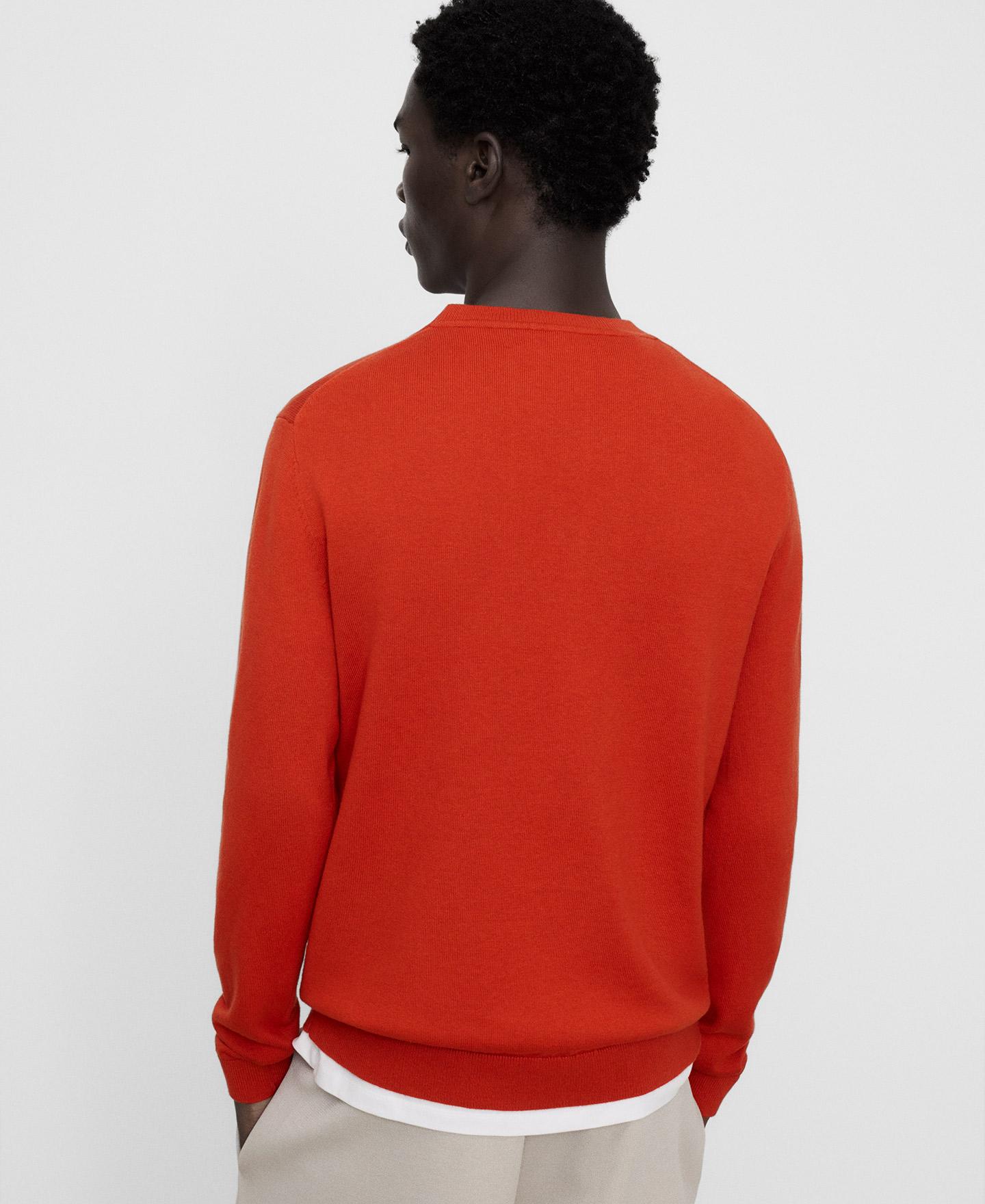 Camisola Regular Fit com Gola Redonda em Lã e Algodão Laranja-forte-3