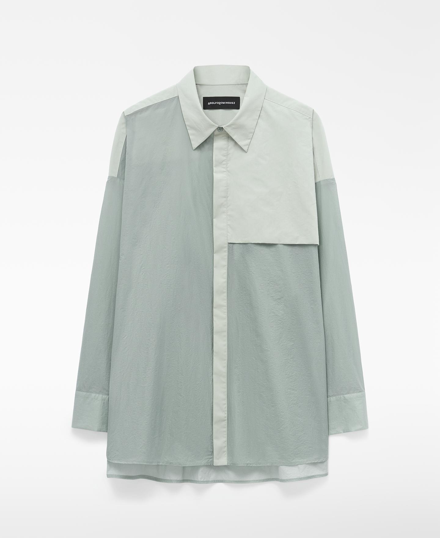 Camisa Semitransparente com Detalhe em Gola Verde-5