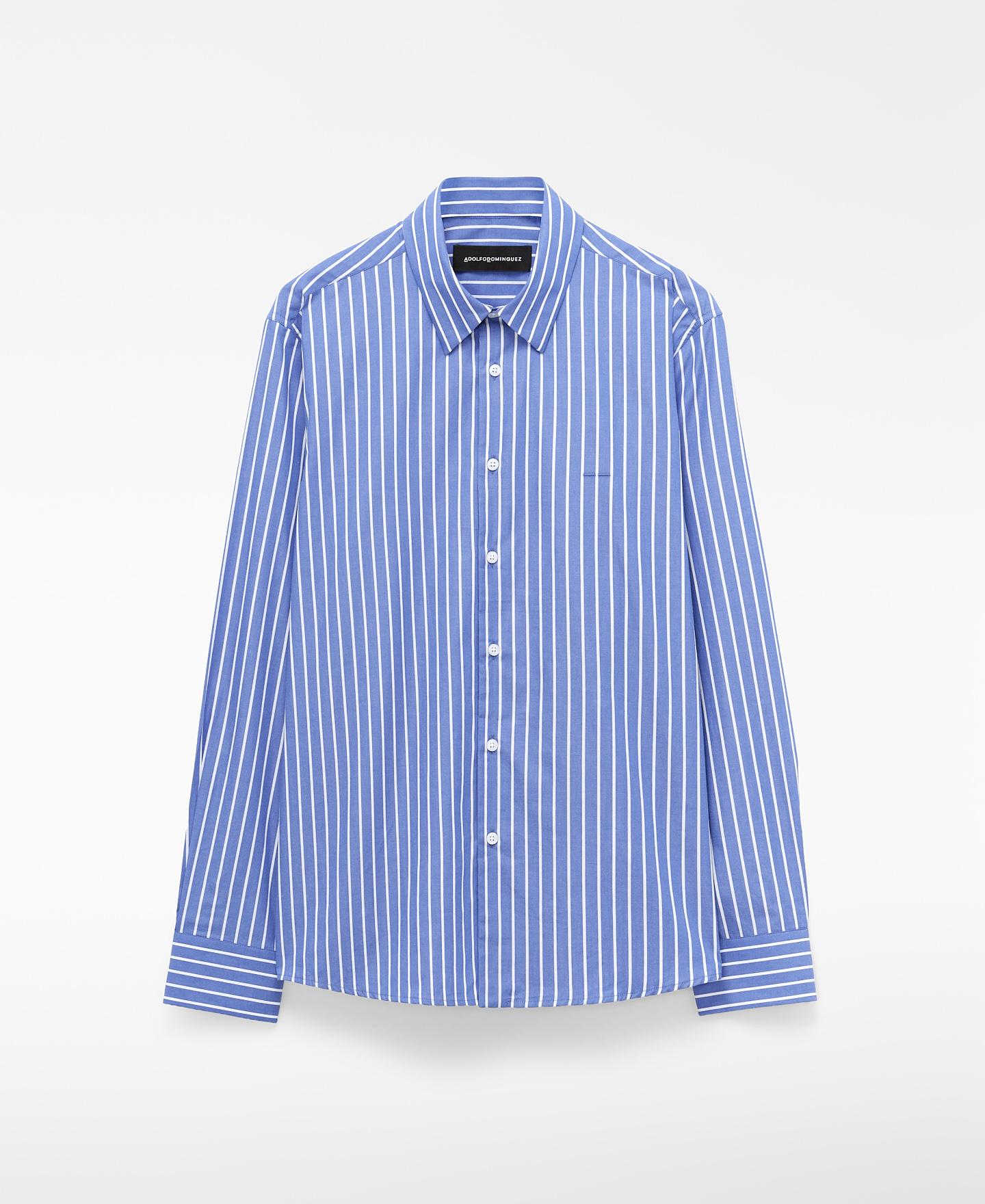 Camisa Formal de Algodão Orgânico com Gola Italiana Azul-5