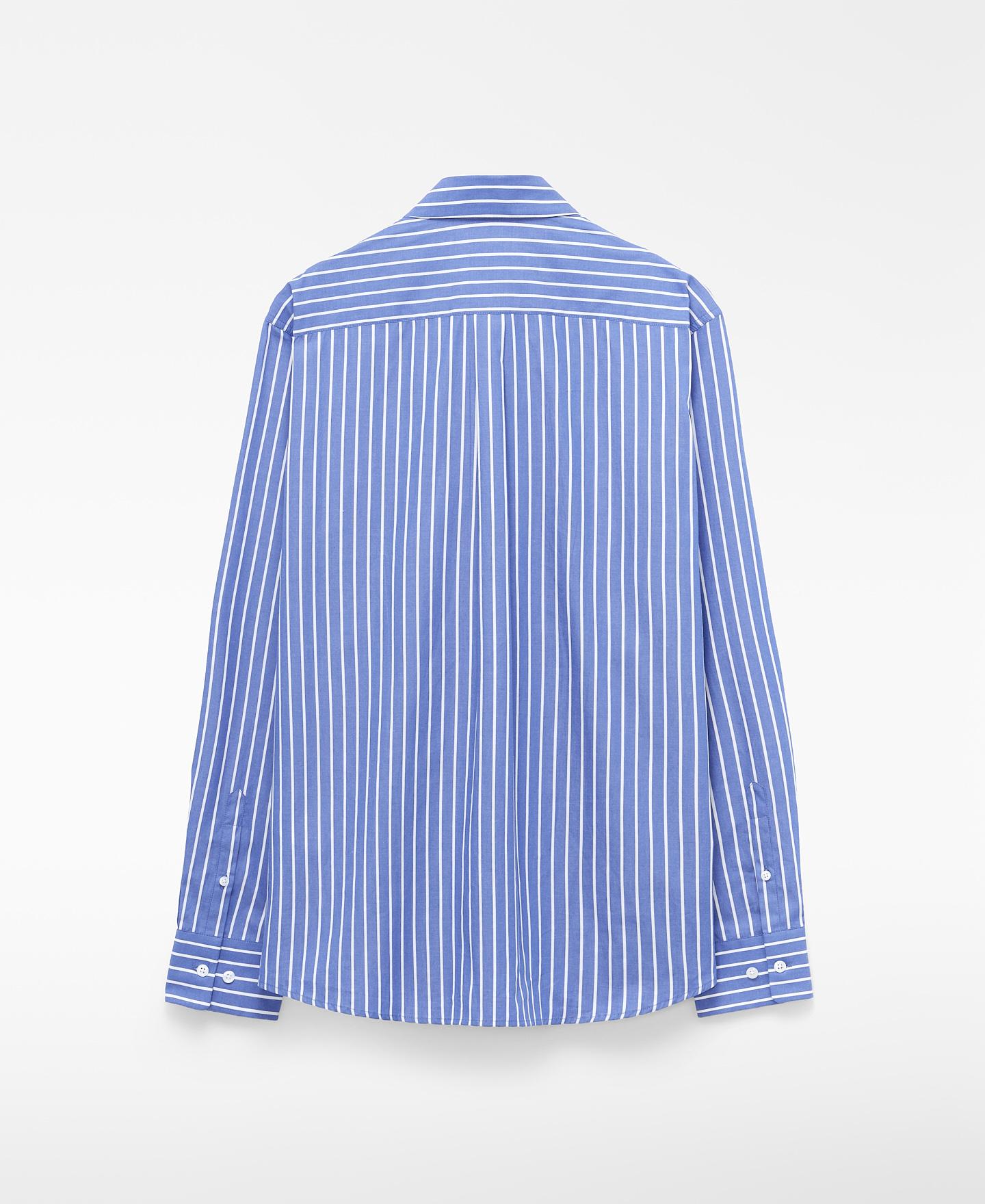 Camisa Formal de Algodão Orgânico com Gola Italiana Azul-6
