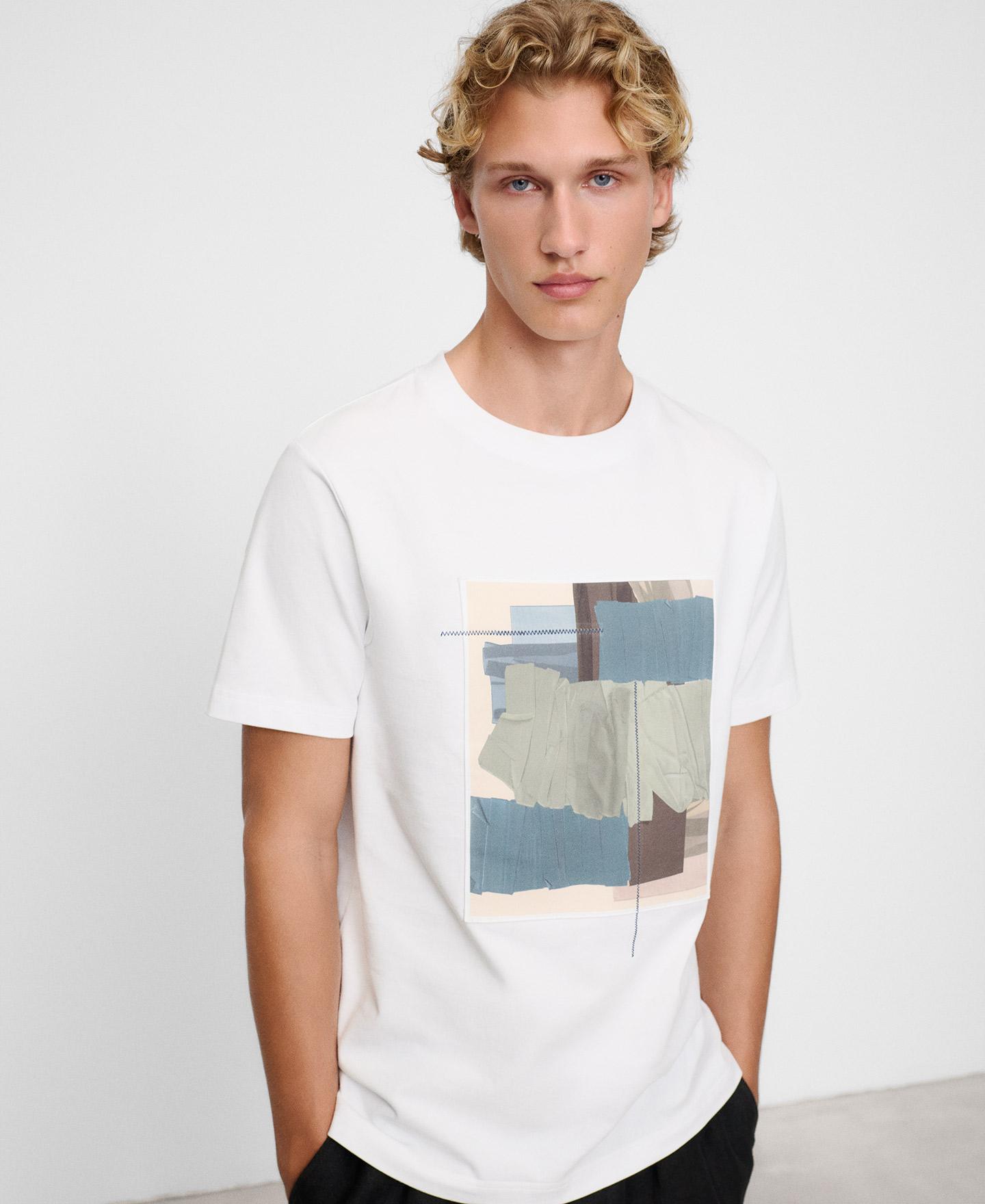 T-shirt de Manga Curta de Algodão Relaxed Fit e Gola Redonda Branco-4