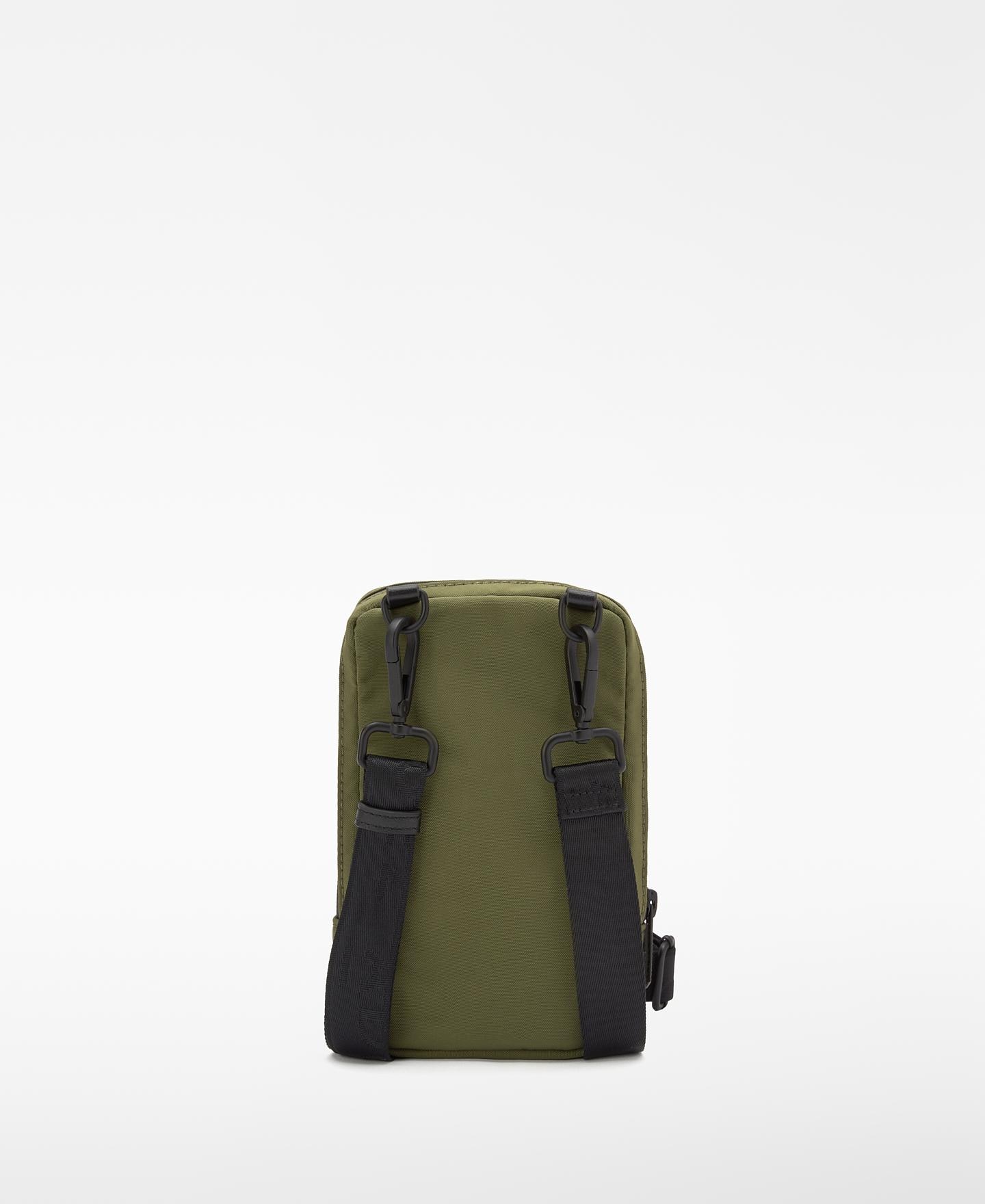 Mala a Tiracolo Porta-telemóvel de Nylon com Aba Verde-2