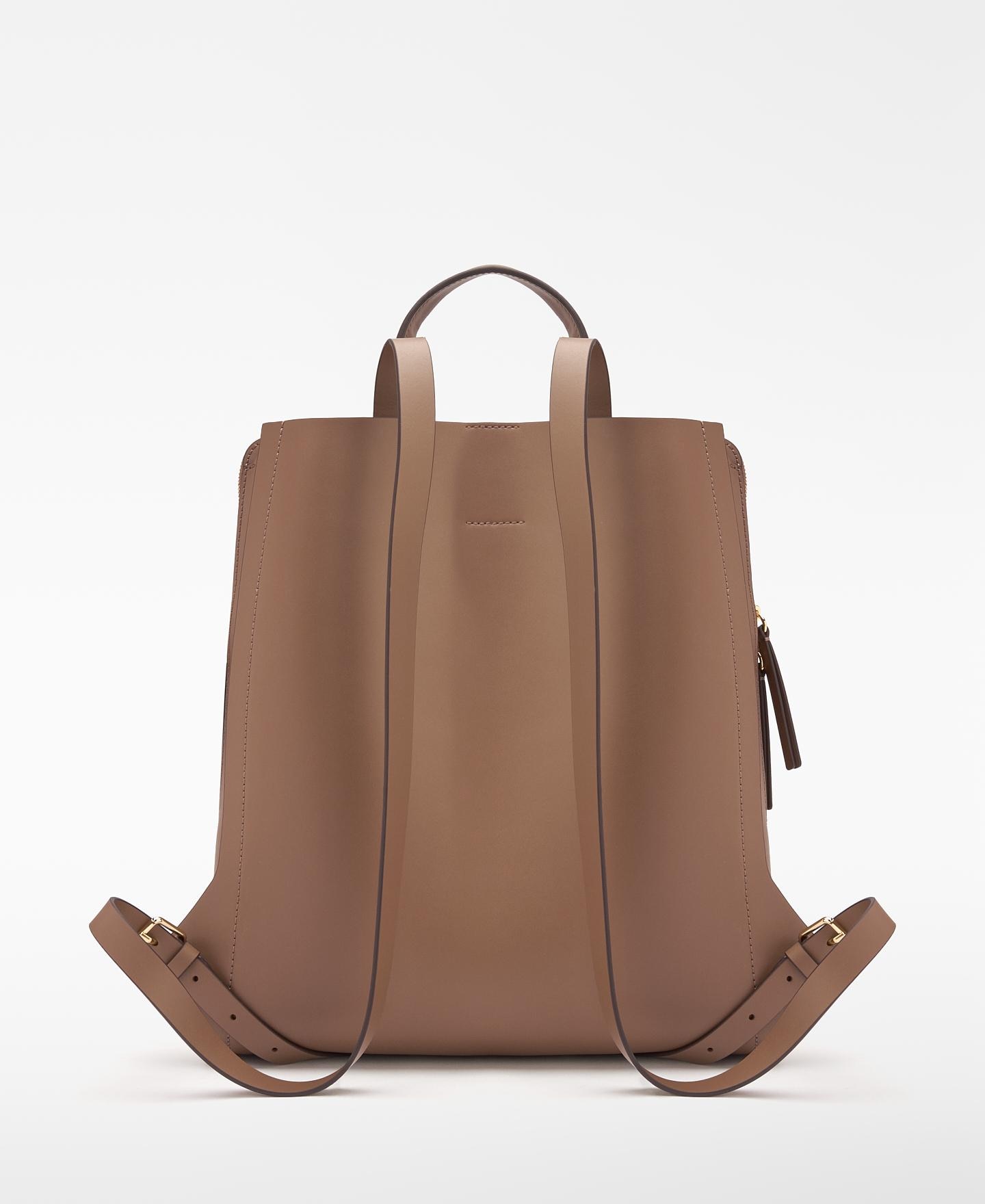 Mochila de Pele Mica Taupe-2