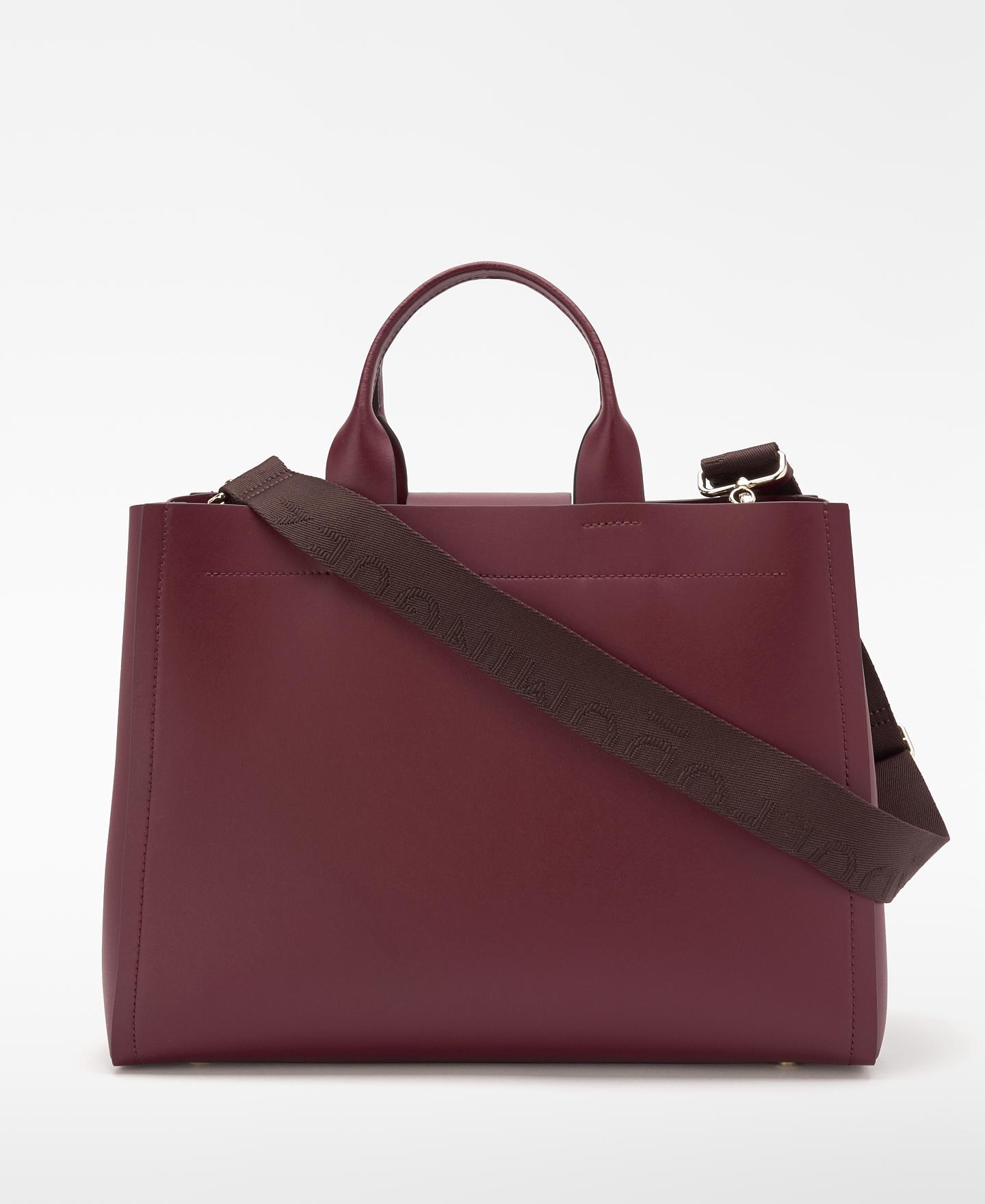 Mala Shopper Horizontal de Pele Mica Vinho-2