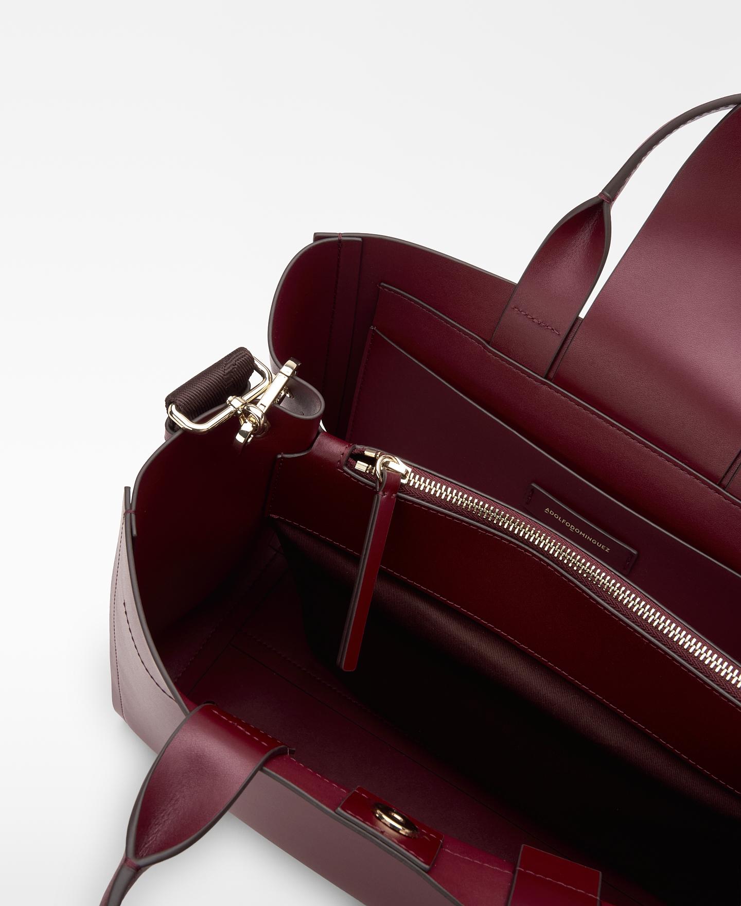 Mala Shopper Horizontal de Pele Mica Vinho-4