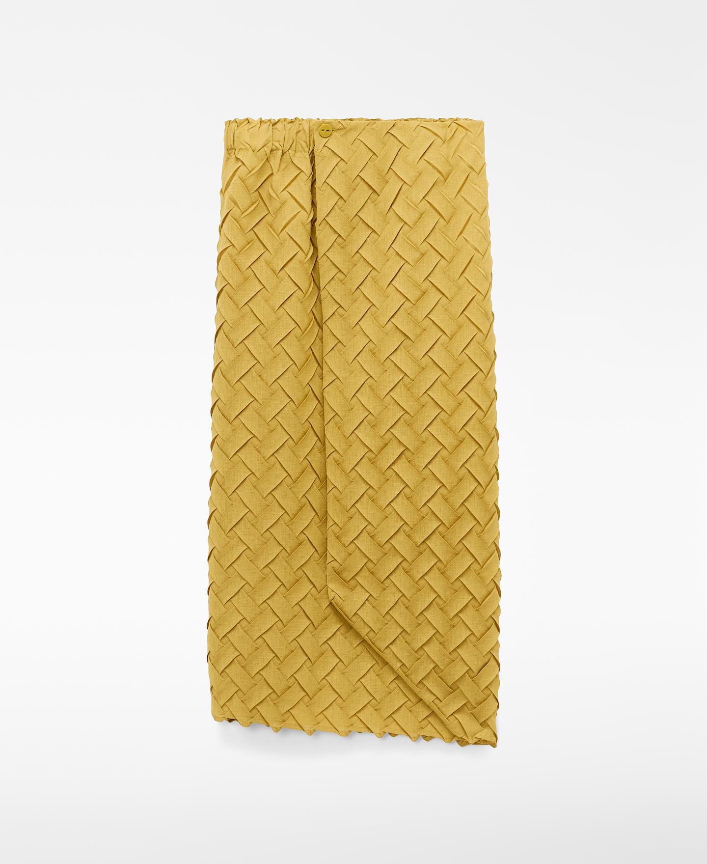 Saia Midi com Corte a Direito e Cintura Elástica Amarelo-5
