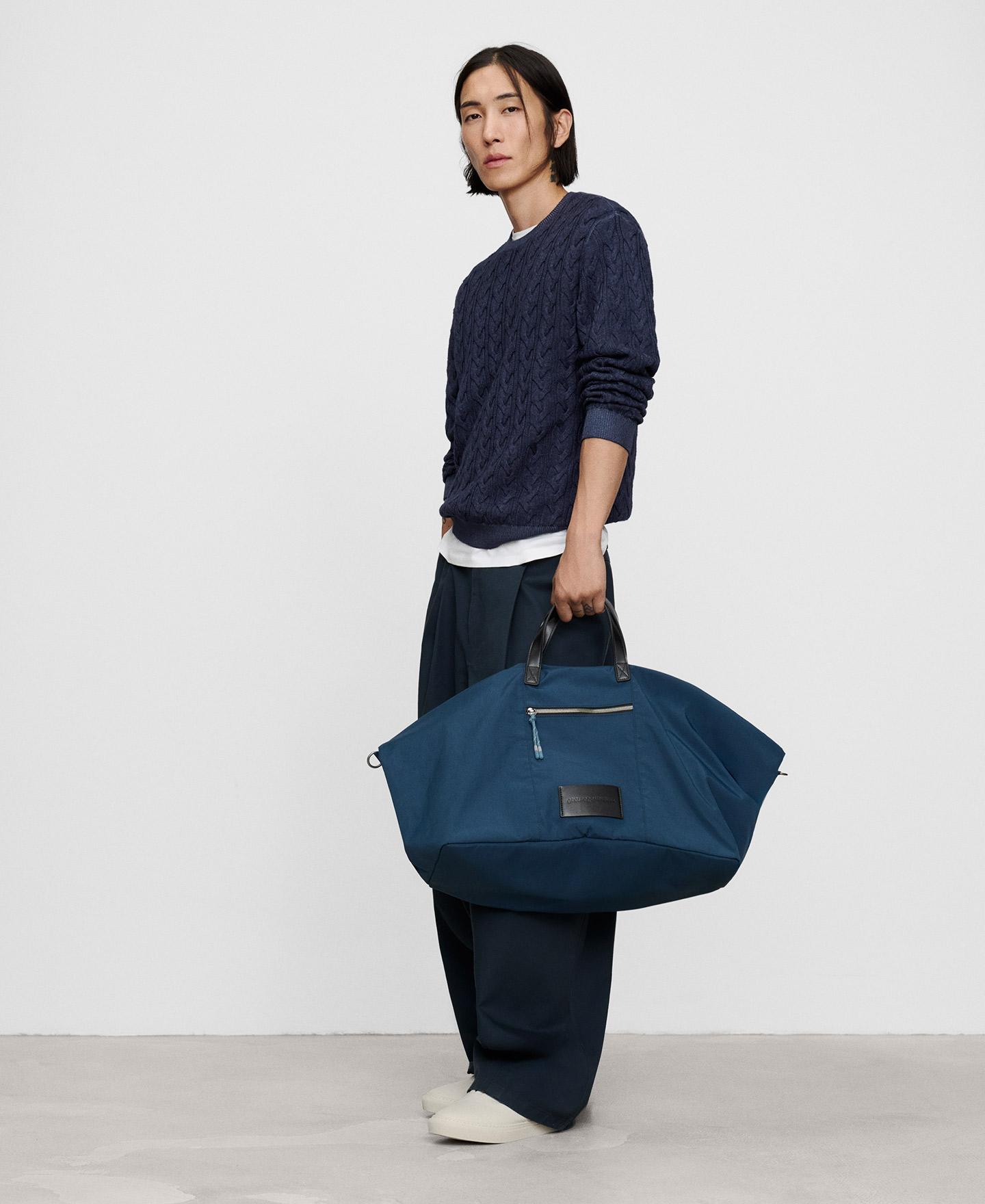 Camisola de Lã Merino com Remates em Canelado Azul-marinho-2