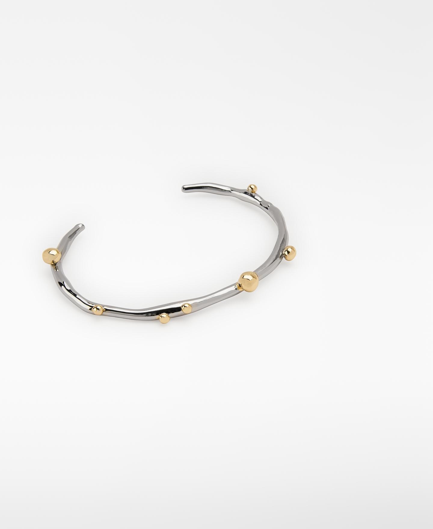 Pulseira Rígida Irregular Linha Orgânica Prateado-2