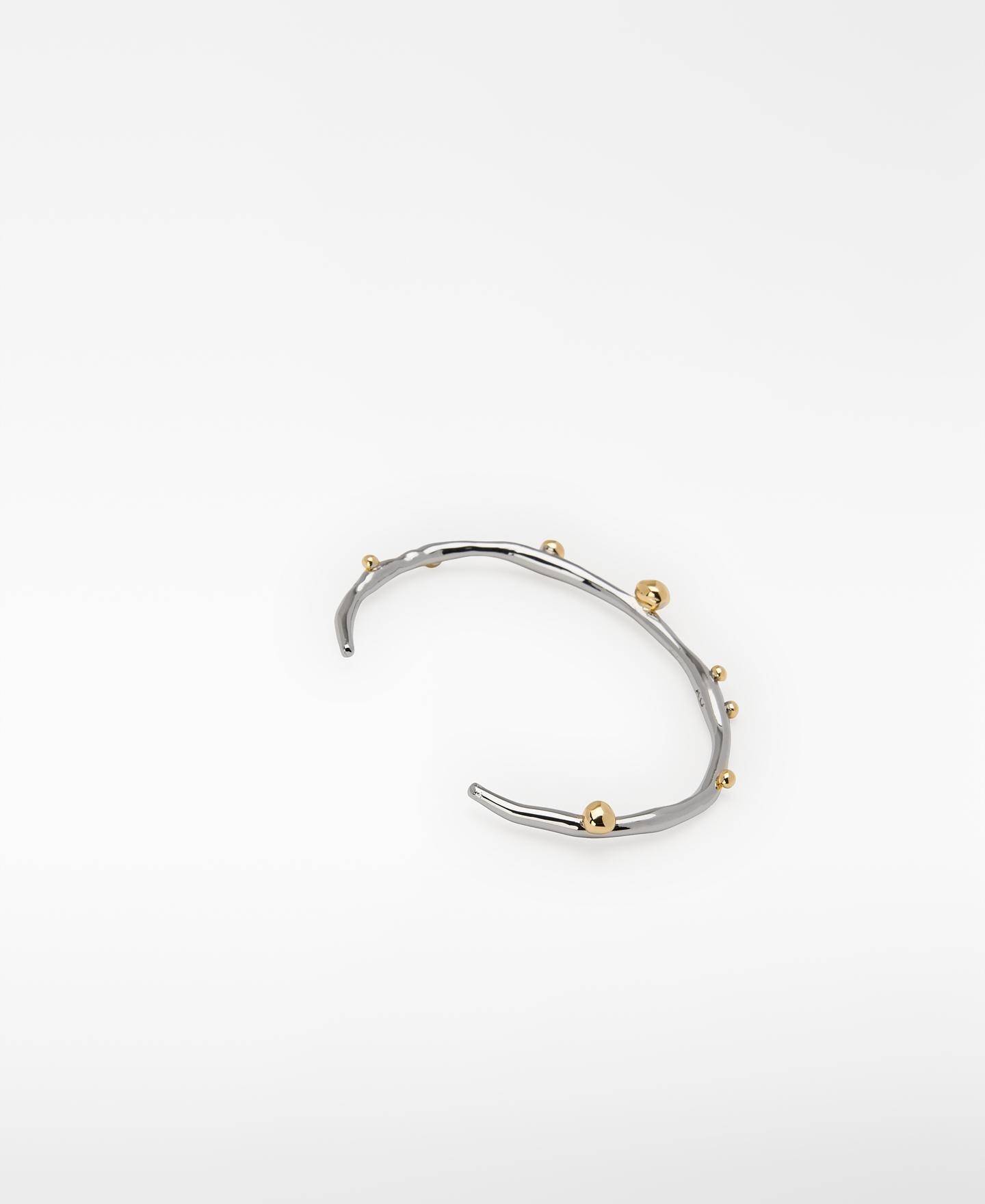 Pulseira Rígida Irregular Linha Orgânica Prateado-3
