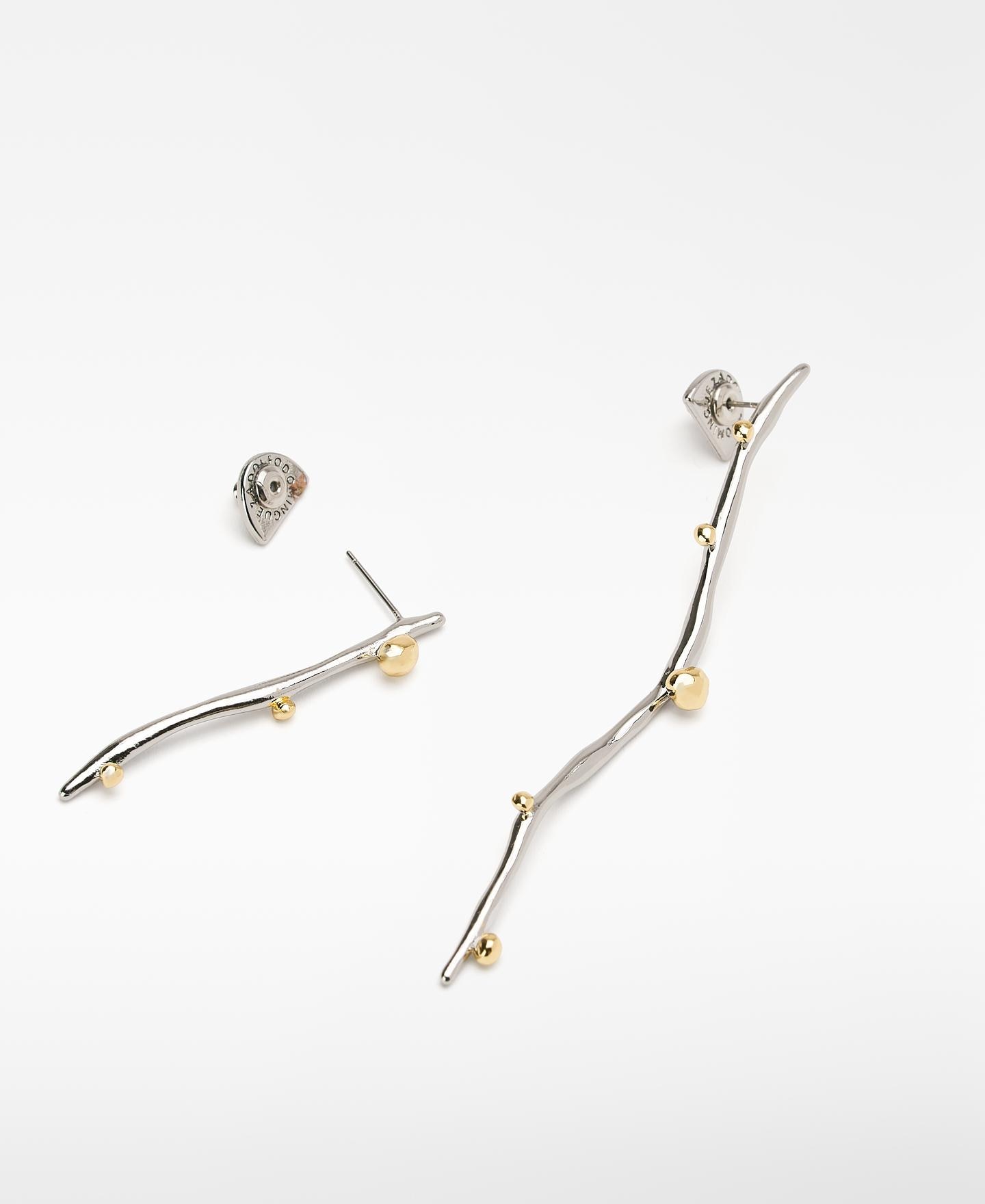 Brincos Metálicos Assimétricos Linha Orgânica Prateado-2