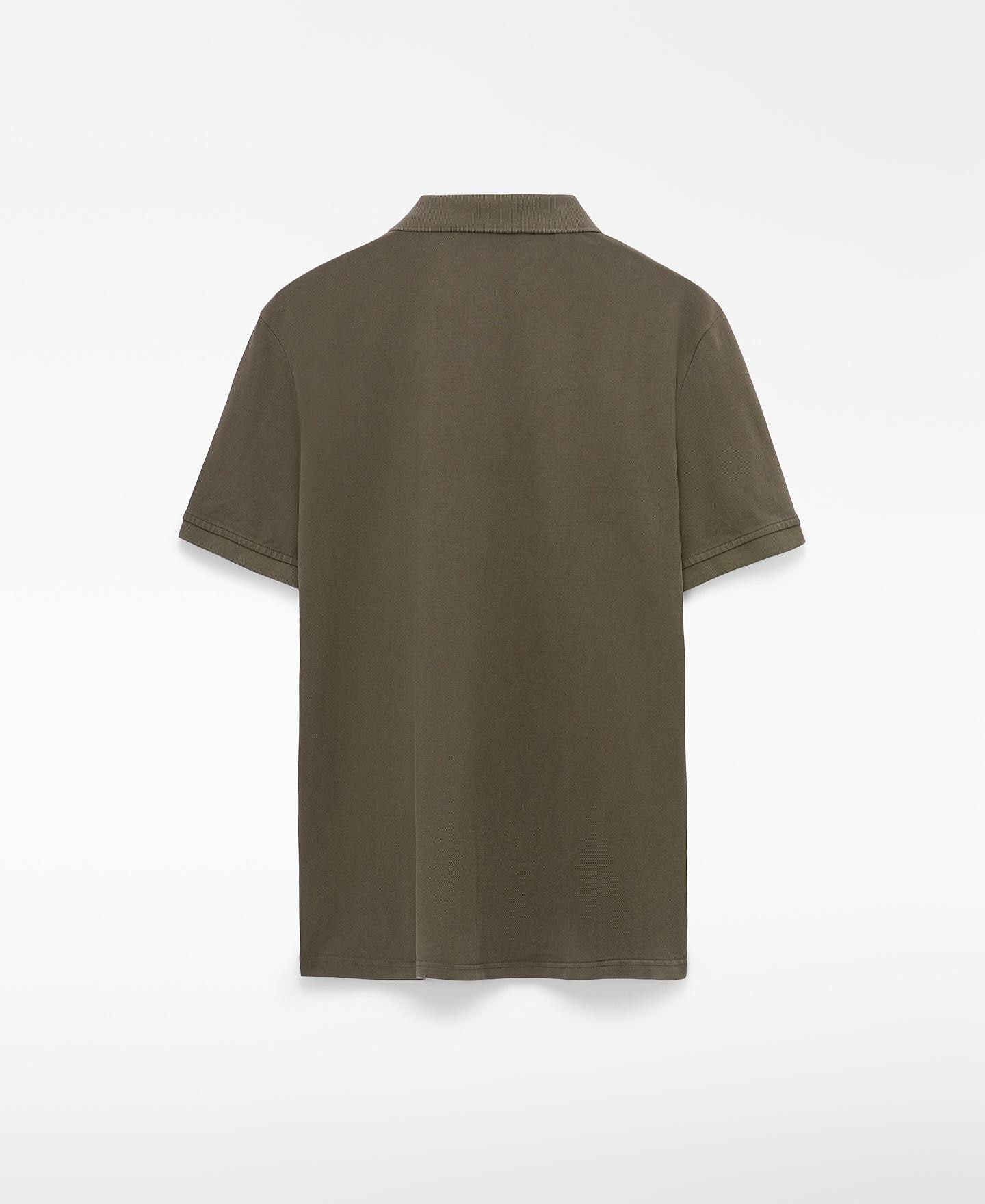 Polo de Manga Curta Regular Fit Piqué Lavado Algodão Verde pardo-6