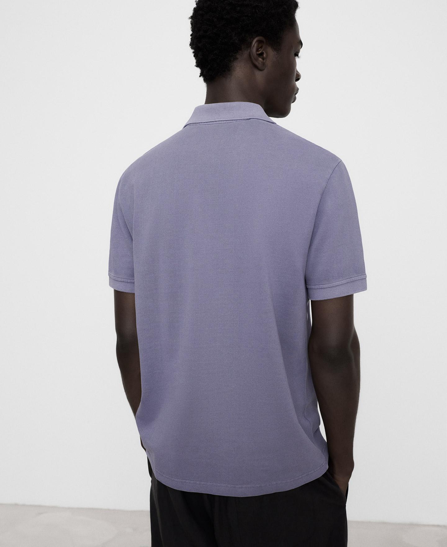 Polo Regular Fit Piqué Lavado Algodão Azul-3