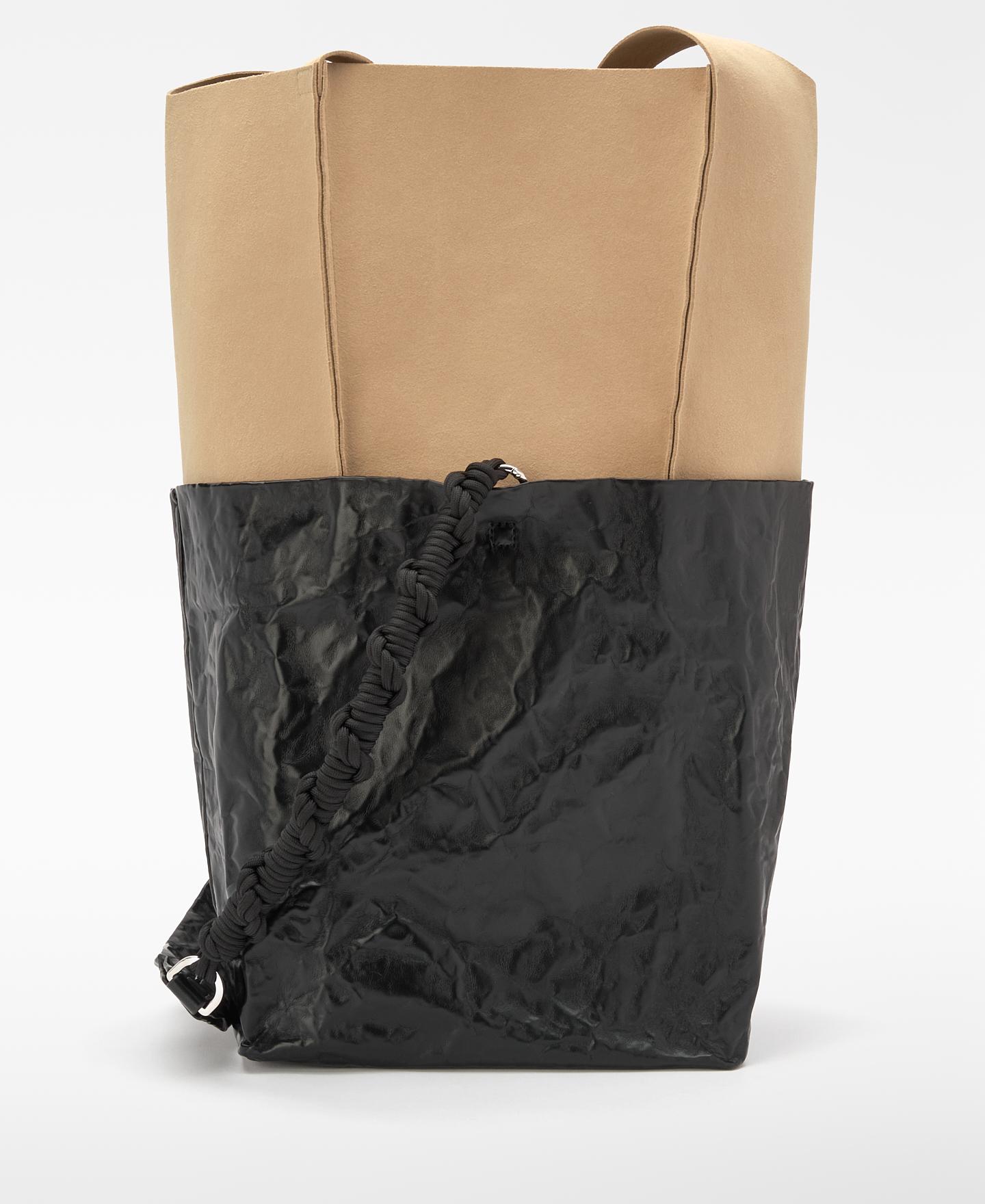 Maxi Mala de Ombro com Bolso Exterior o Número Lab (01) Preto-2
