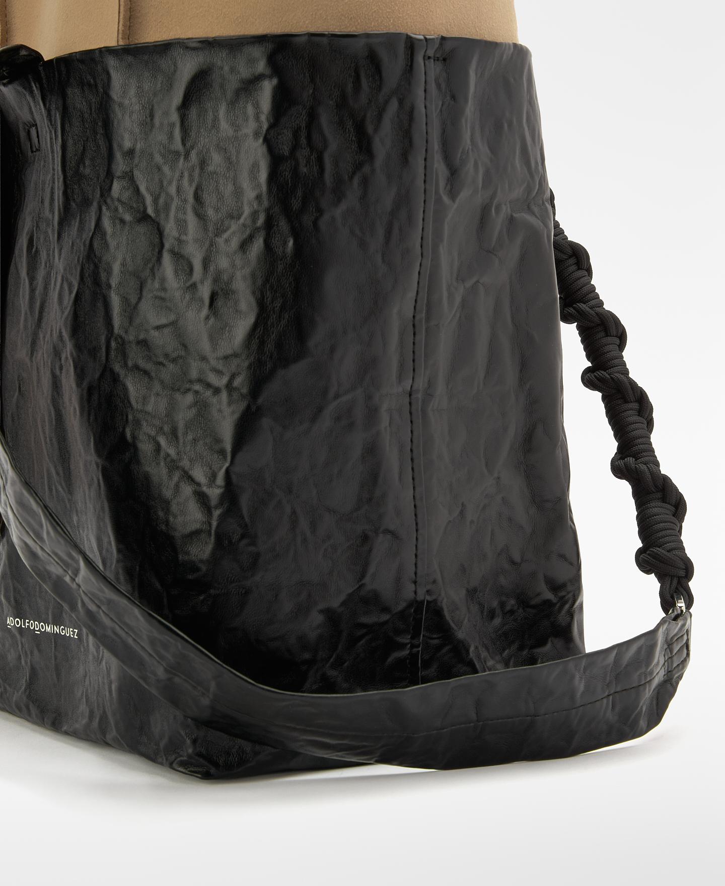 Maxi Mala de Ombro com Bolso Exterior o Número Lab (01) Preto-3