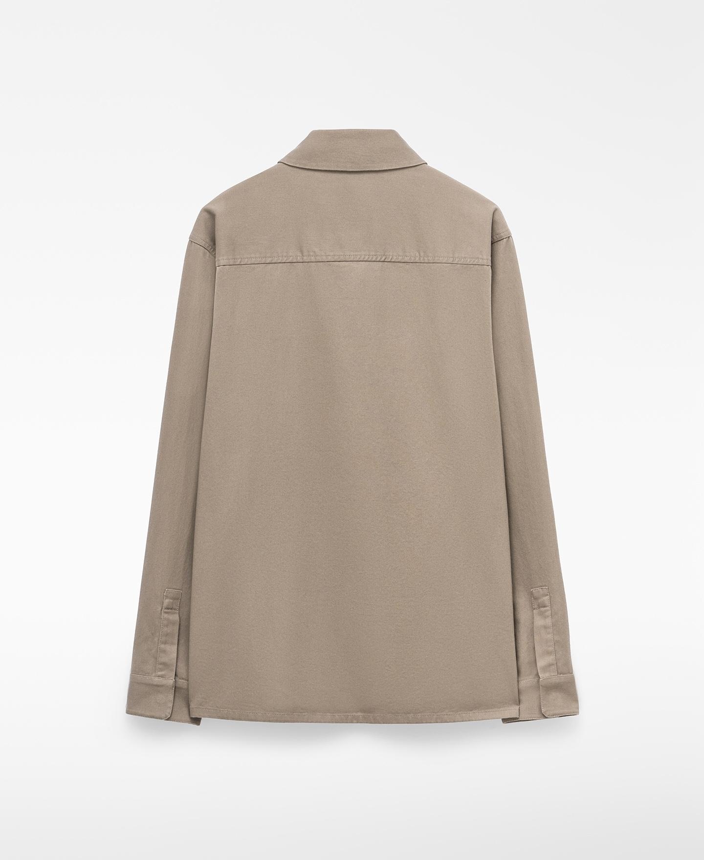 Camisa de Algodão Relaxed Fit com Bolso Taupe-6