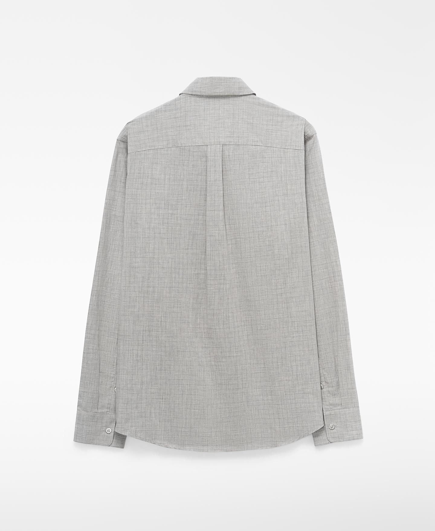 Camisa Regular Fit Aos Quadrados de Algodão Cinzento-2