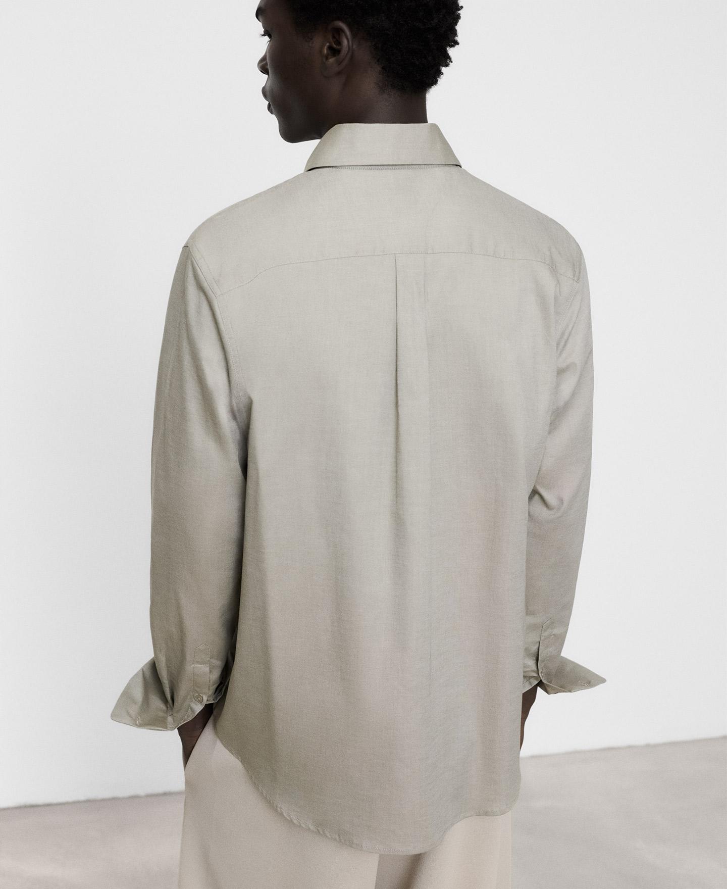 Camisa Regular Fit com Algodão e Gola Italiana Taupe-3