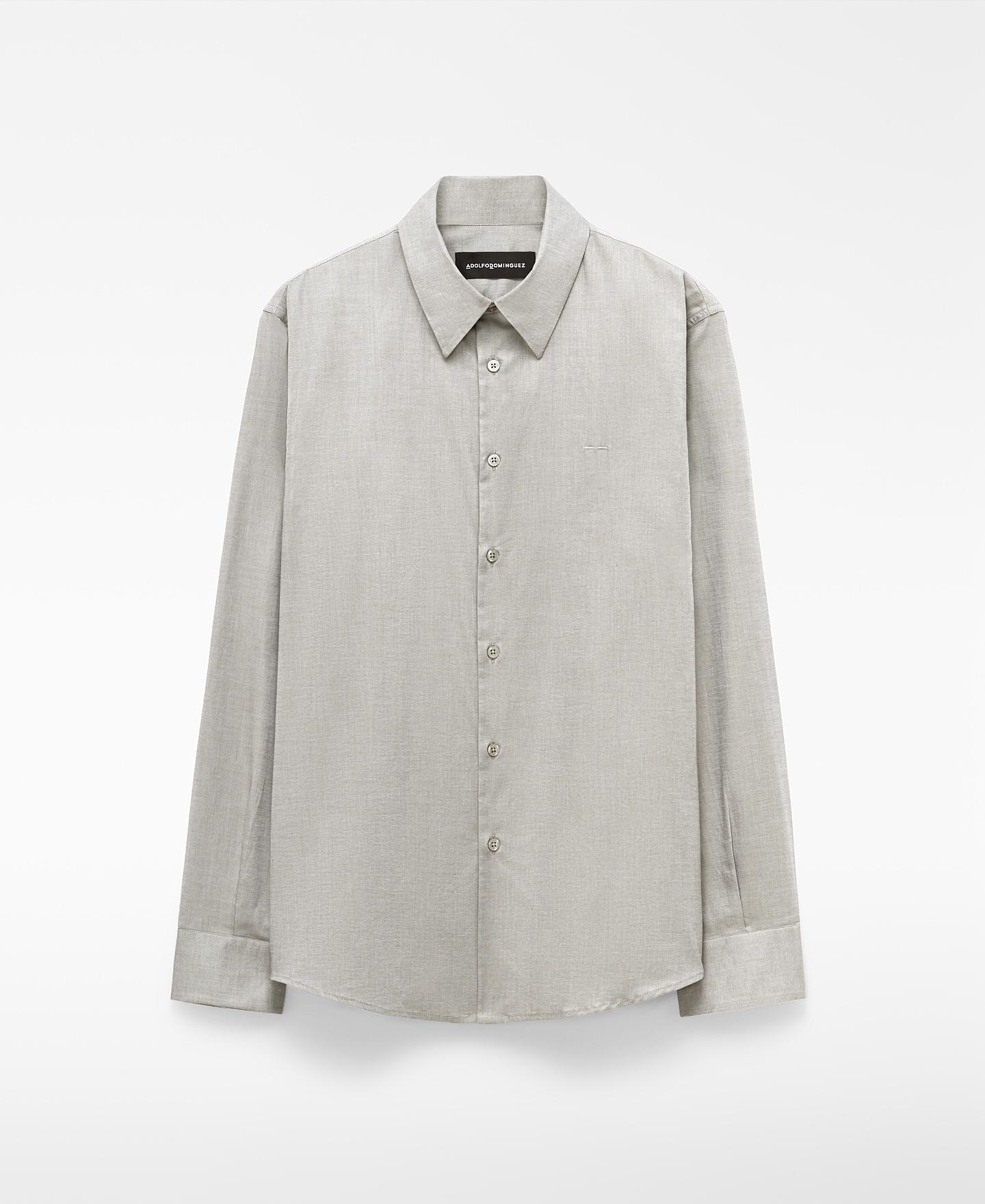 Camisa Regular Fit com Algodão e Gola Italiana Taupe-5