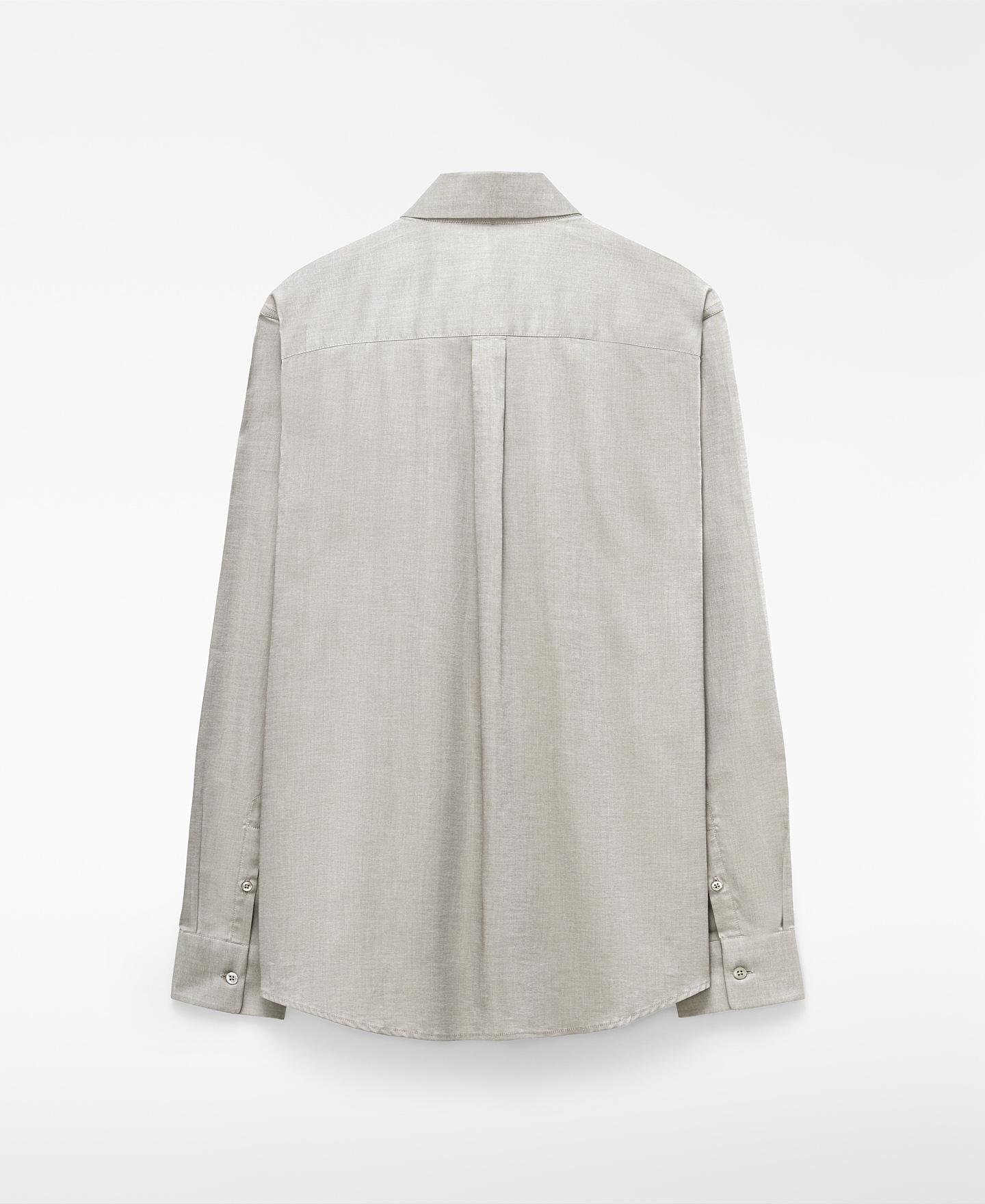 Camisa Regular Fit com Algodão e Gola Italiana Taupe-6