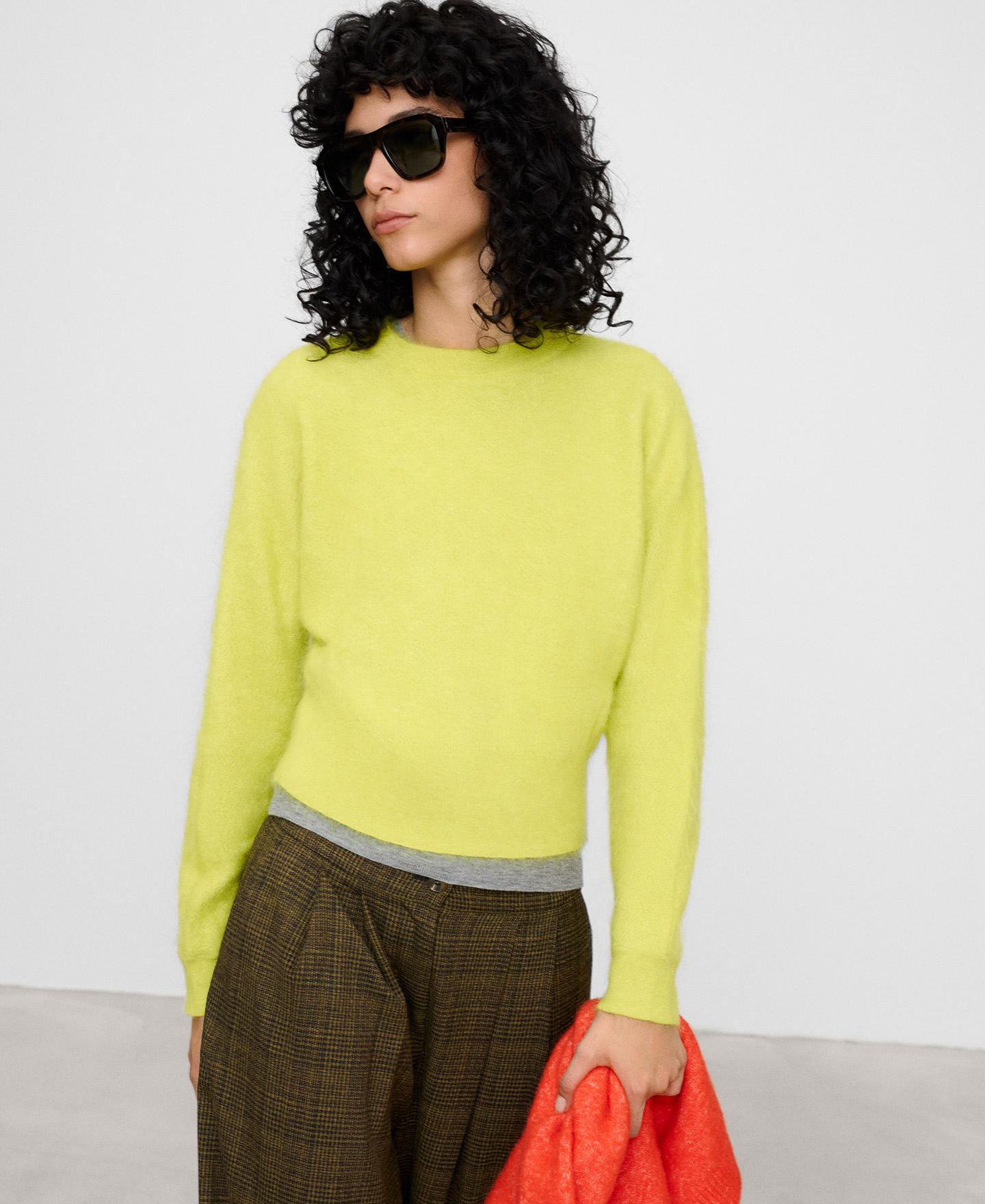 Imagem 0 de Camisola Cardada com Gola Redonda e Lã Merino