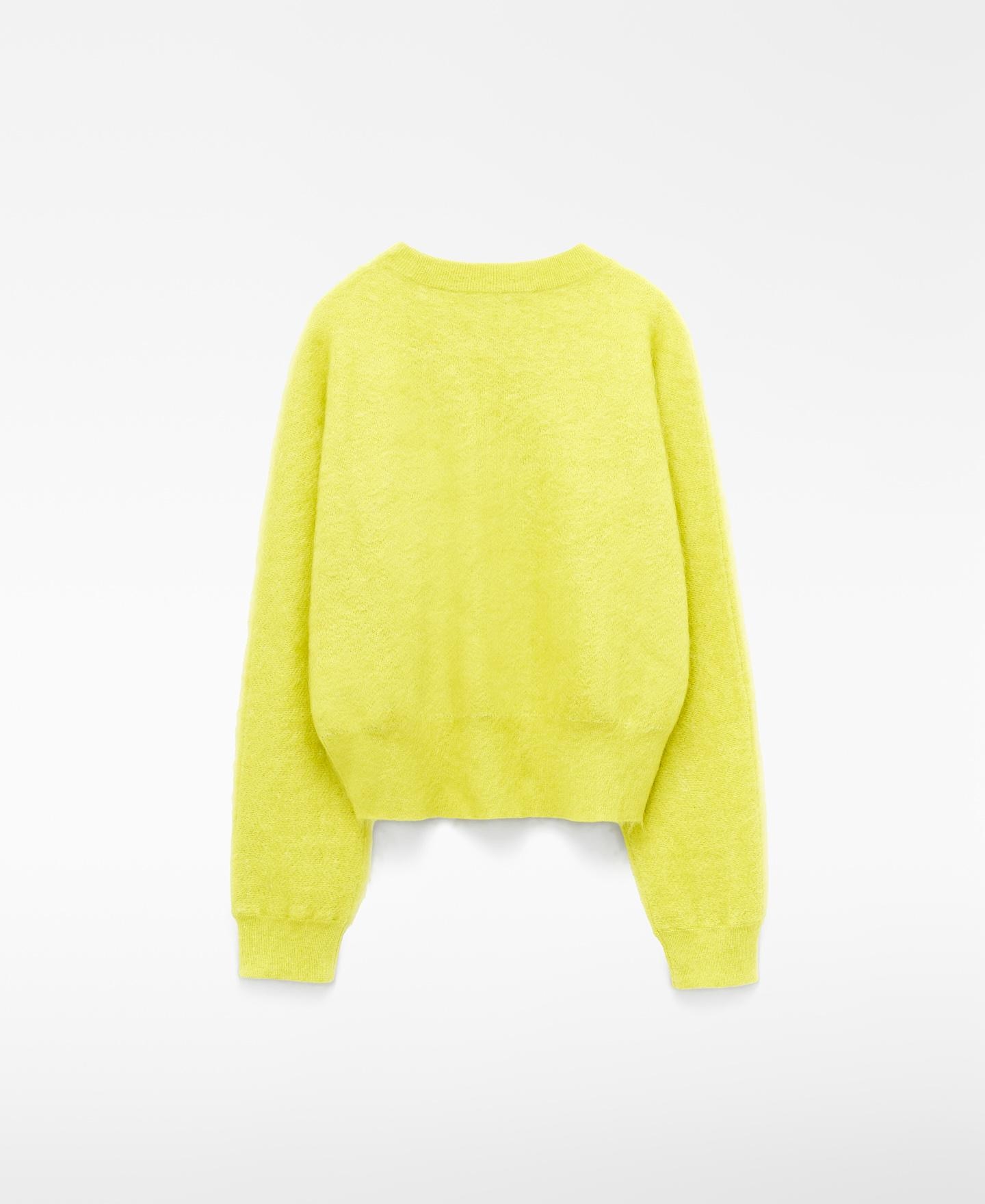Camisola Cardada com Gola Redonda e Lã Merino Amarelo-6