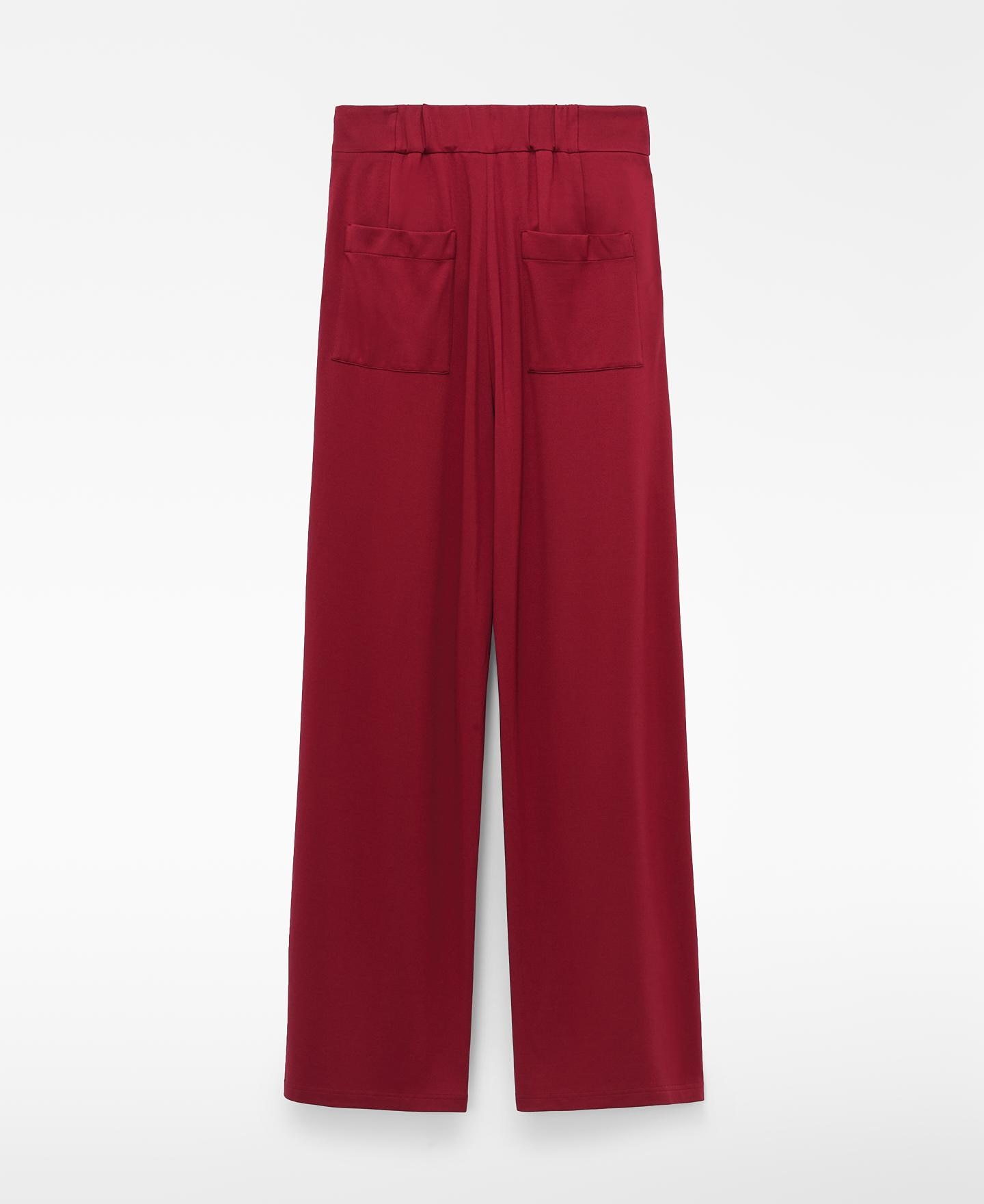 Calças com Corte a Direito com Parte Frontal Cruzada e Cós Elástico Vermelho-6
