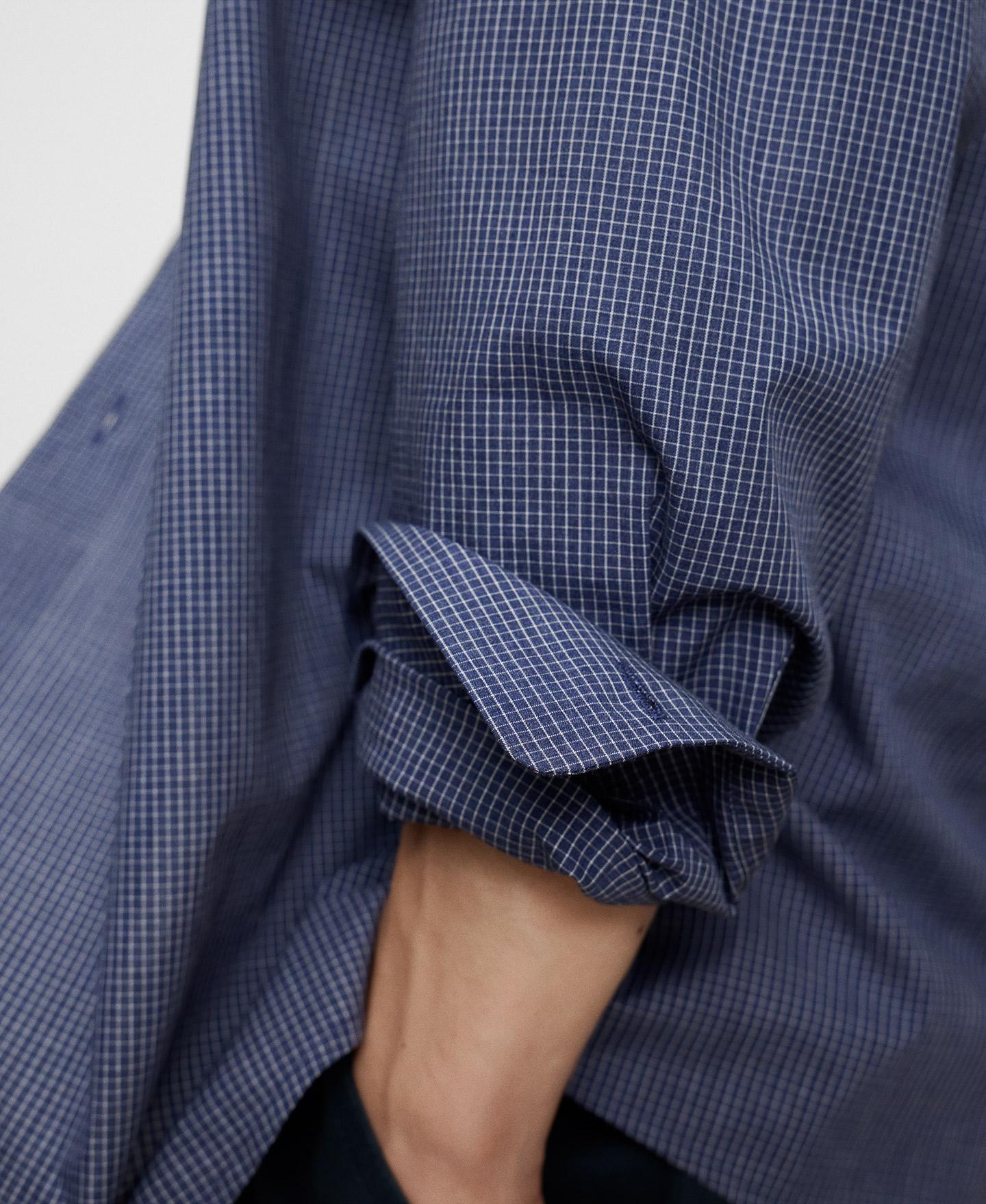 Camisa de Algodão Regular Fit com Gola Italiana Azul-4
