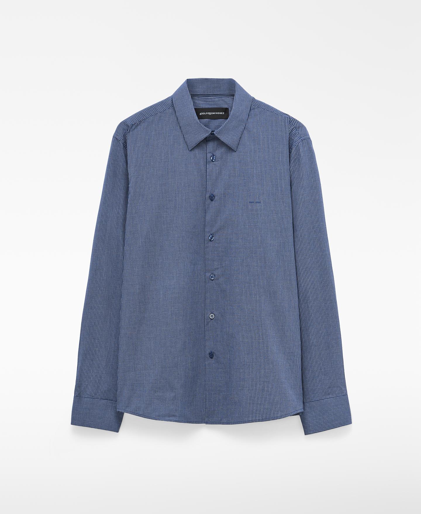 Camisa de Algodão Regular Fit com Gola Italiana Azul-5