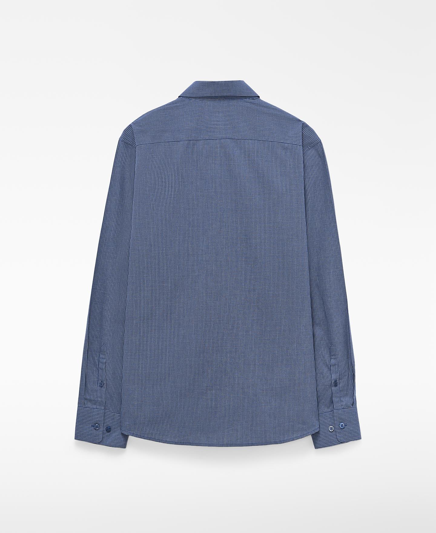 Camisa de Algodão Regular Fit com Gola Italiana Azul-6