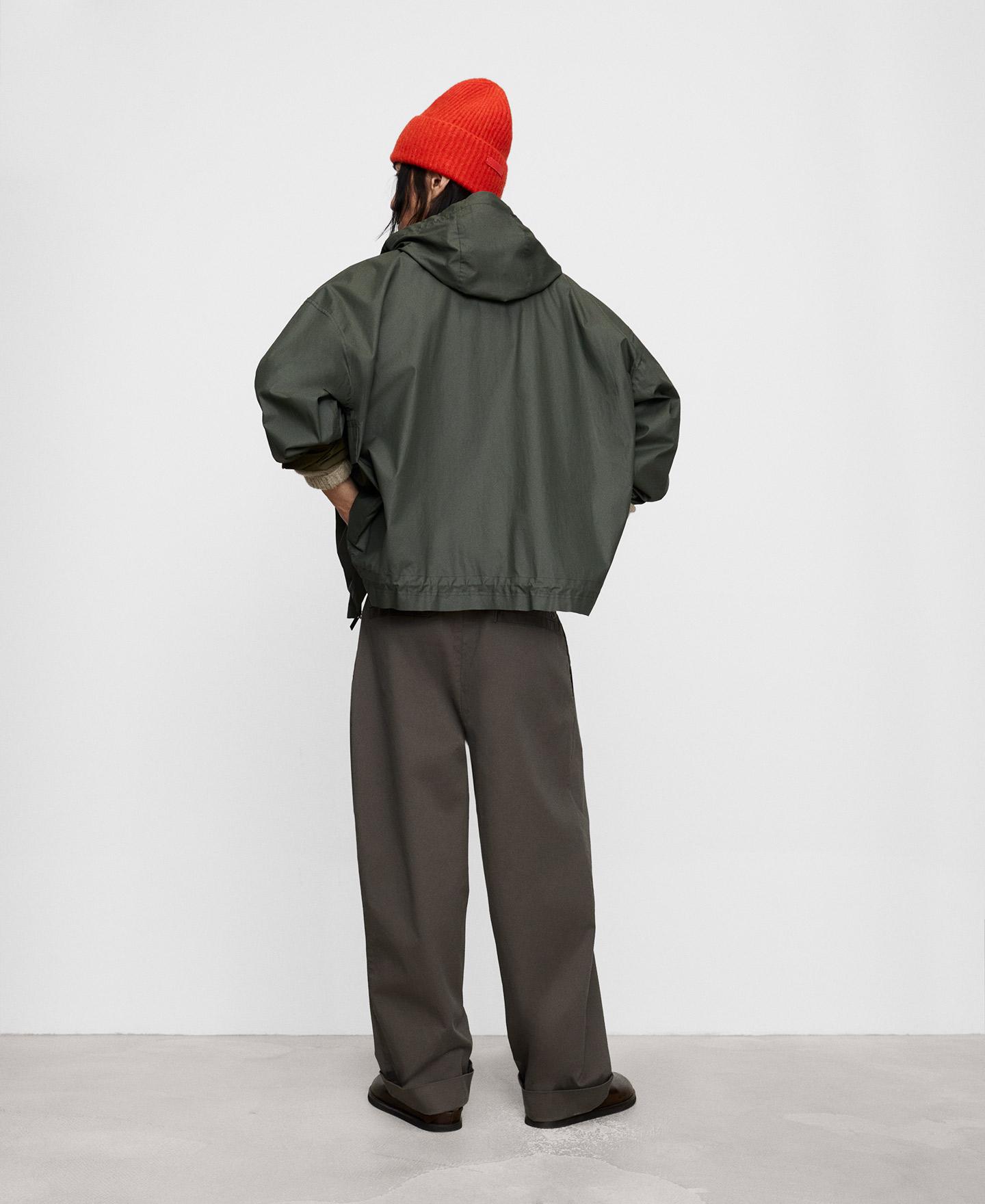 Parka de Algodão com Capuz Caqui-3