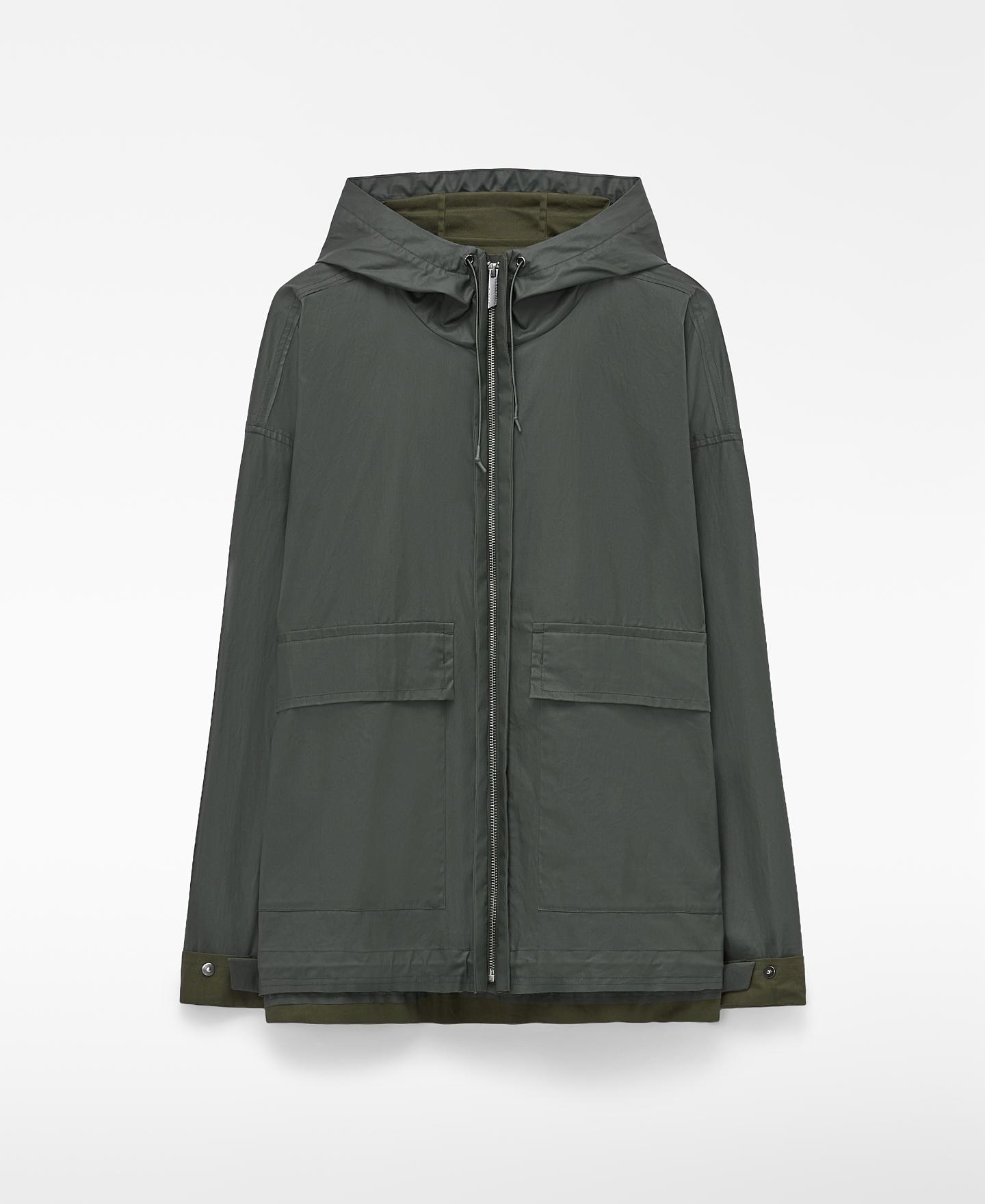 Parka de Algodão com Capuz Caqui-5