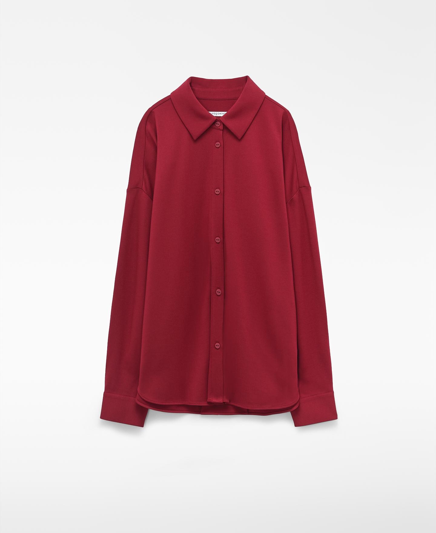 Camisa com Gola Italiana e Silhueta Ampla Vermelho-6
