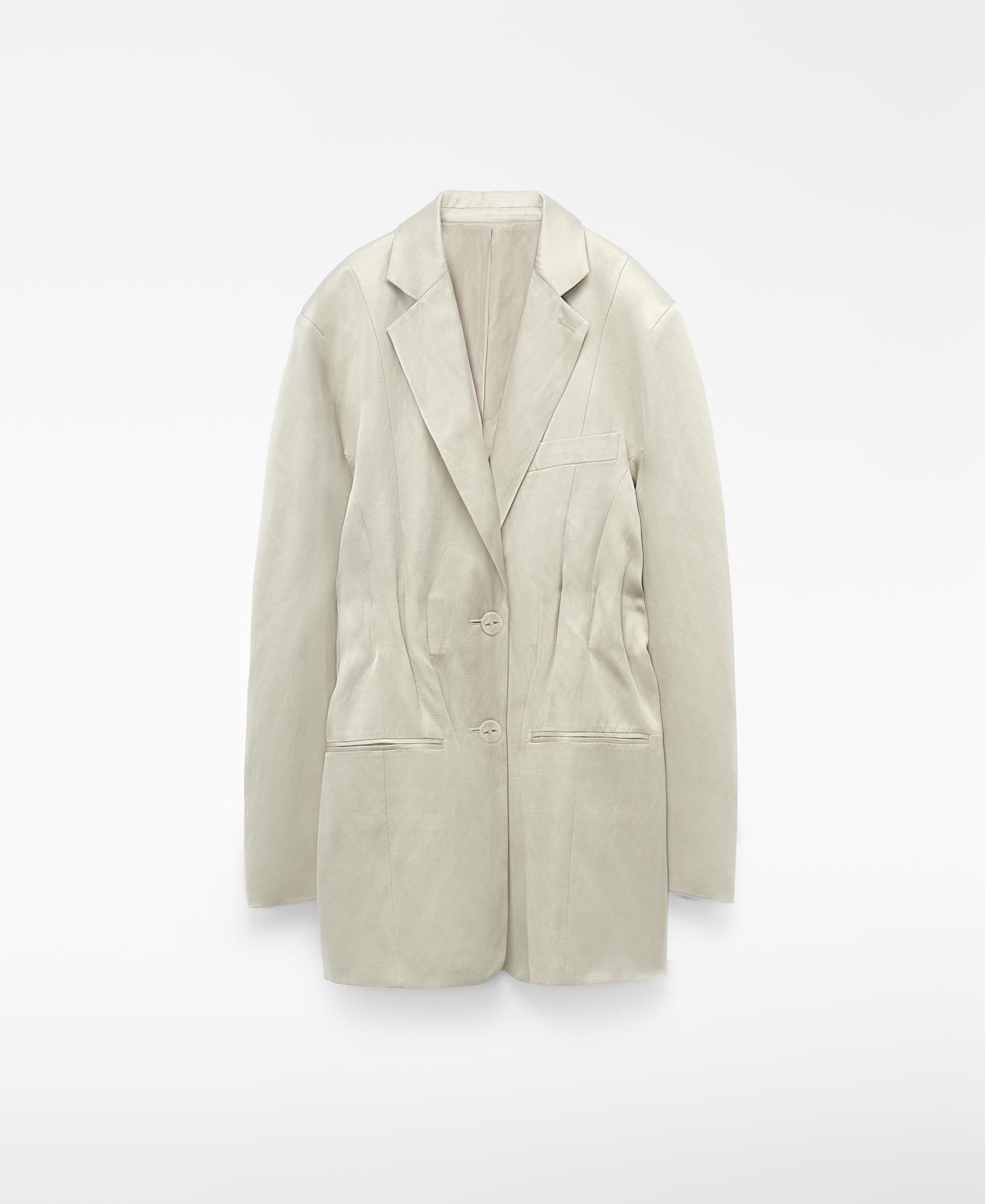 Blazer Sastre com Ombro Estruturado em Linho Castanho-5