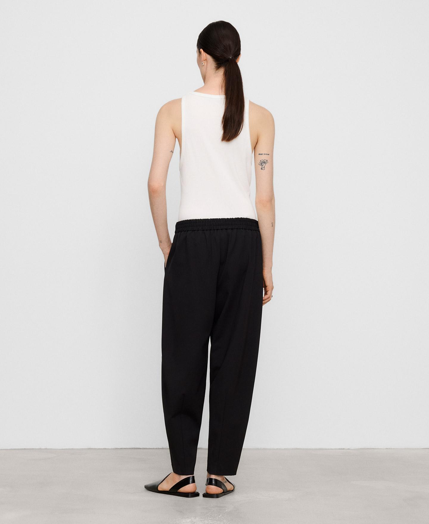 Calças Jogger de Pregas com Modal Preto-3