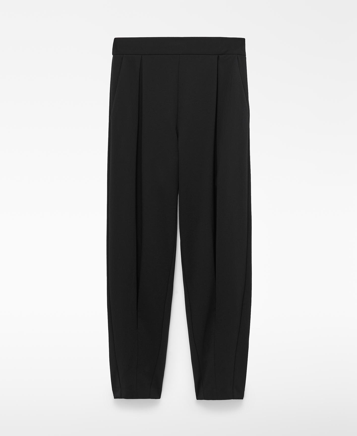 Calças Jogger de Pregas com Modal Preto-5